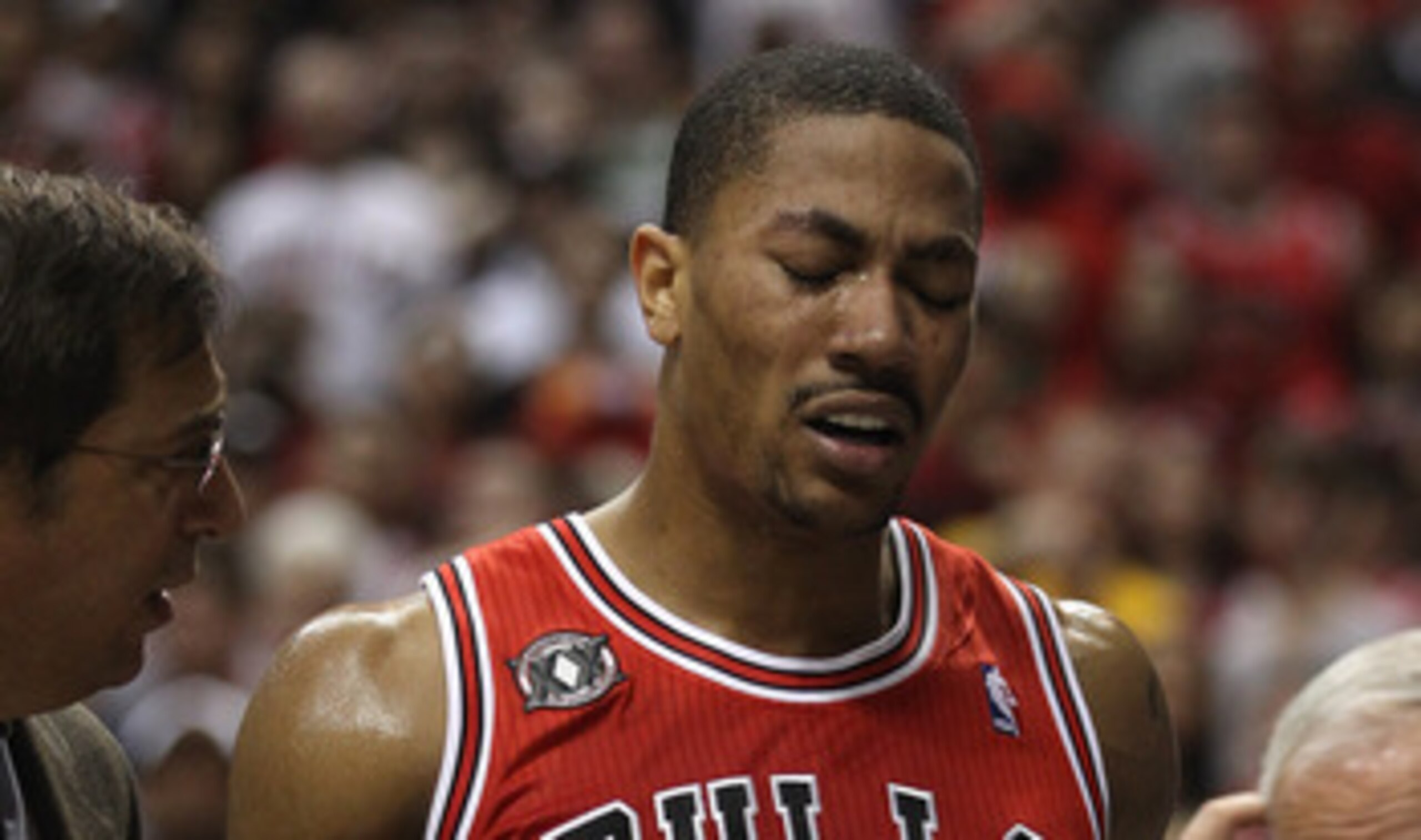INDIANAPOLIS, IN - APRIL 23: Derrick Rose #1 of the Chicago Bulls walks off of the court after injuring his ankle against the Indiana Pacers in Game Four of the Eastern Conference Quarterfinals in the 2011 NBA Playoffs at Conseco Fieldhouse on April 23, 2