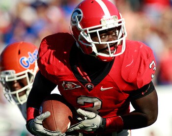 JACKSONVILLE, FL - OCTOBER 30:  Washaun Ealey #3 of the Georgia Bulldogs runs for yardage during the game against the Florida Gators at EverBank Field on October 30, 2010 in Jacksonville, Florida.  (Photo by Sam Greenwood/Getty Images)
