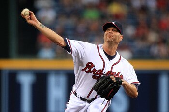 ATLANTA, GA - APRIL 08:  Tim Hudson #15 of the Atlanta Braves during their opening day game against the Philadephia Phillies at Turner Field on April 8, 2011 in Atlanta, Georgia.  (Photo by Streeter Lecka/Getty Images)