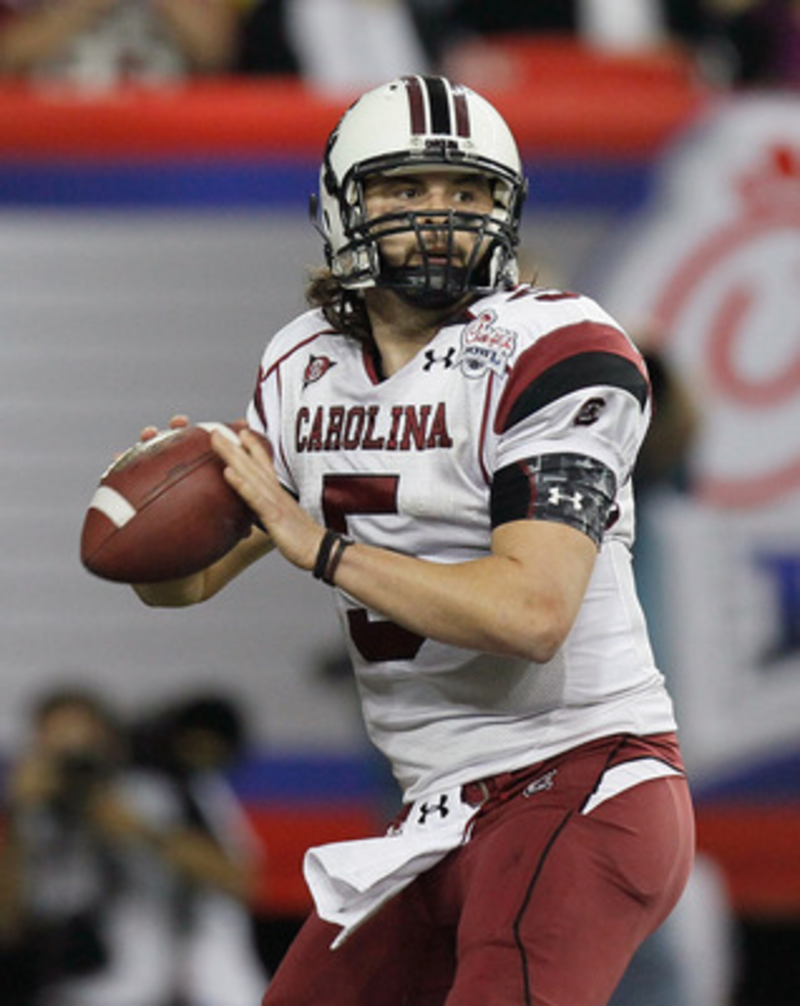 ATLANTA, GA - DECEMBER 31:  Stephen Garcia #5 of the South Carolina Gamecocks against the Florida State Seminoles during the 2010 Chick-fil-A Bowl at Georgia Dome on December 31, 2010 in Atlanta, Georgia.  (Photo by Kevin C. Cox/Getty Images)