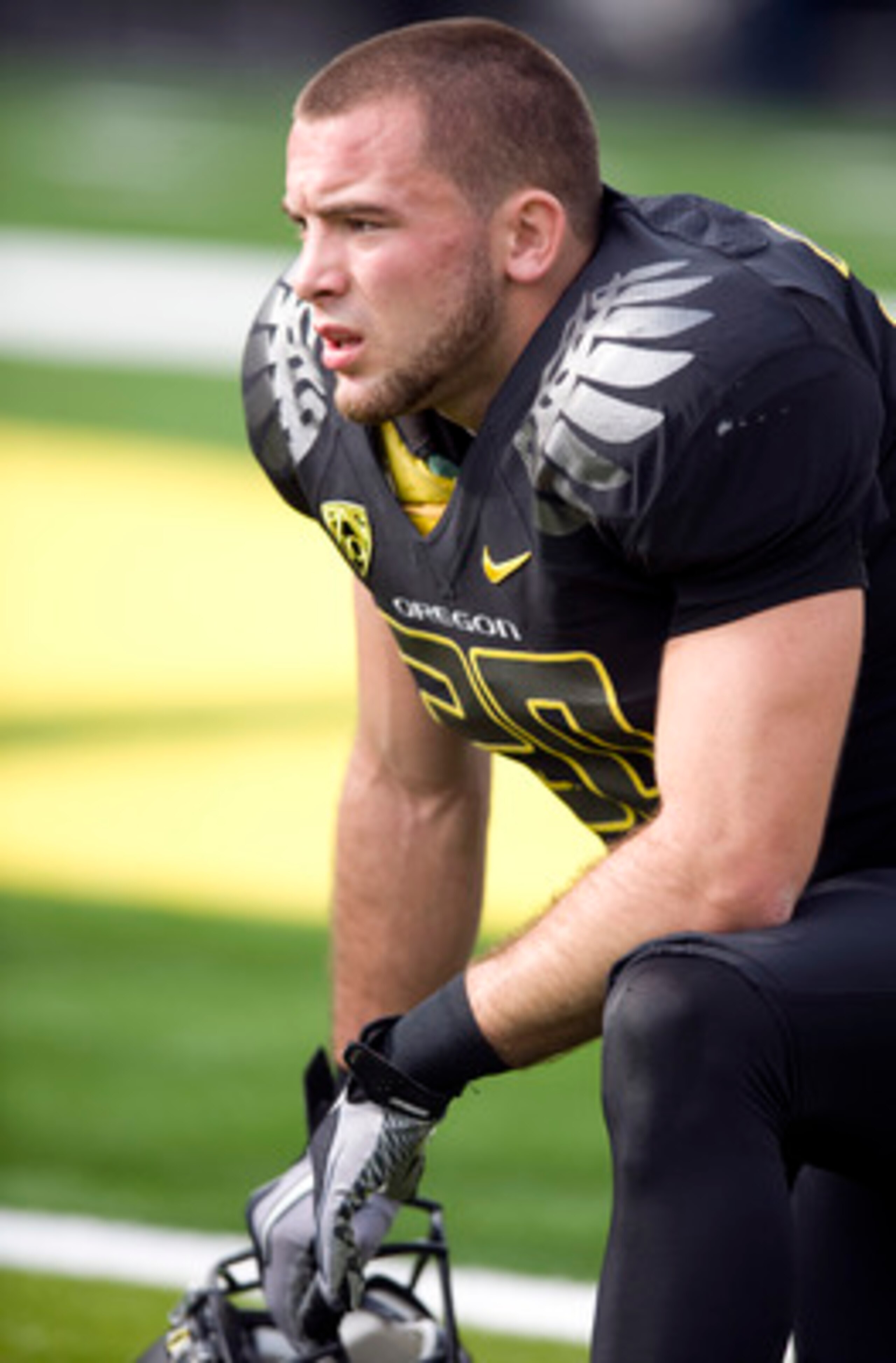EUGENE, OR - NOVEMBER 6: Safety John Boyett #20 of the Oregon Ducks warms up before the game against the Washington Huskies at Autzen Stadium on November 6, 2010 in Eugene, Oregon. (Photo by Steve Dykes/Getty Images)