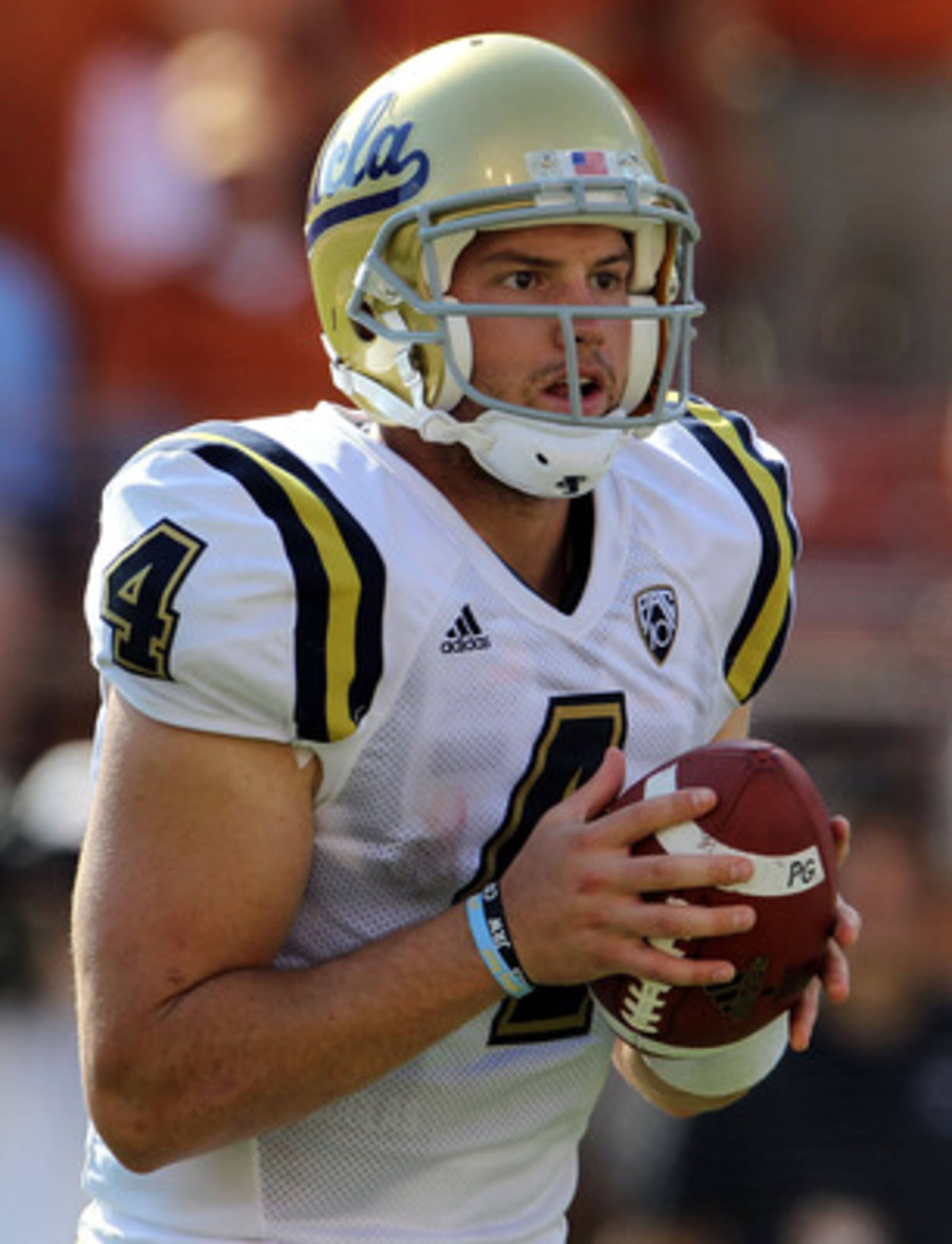AUSTIN, TX - SEPTEMBER 25:  Quarterback Kevin Prince #4 of the UCLA Bruins at Darrell K Royal-Texas Memorial Stadium on September 25, 2010 in Austin, Texas.  (Photo by Ronald Martinez/Getty Images)