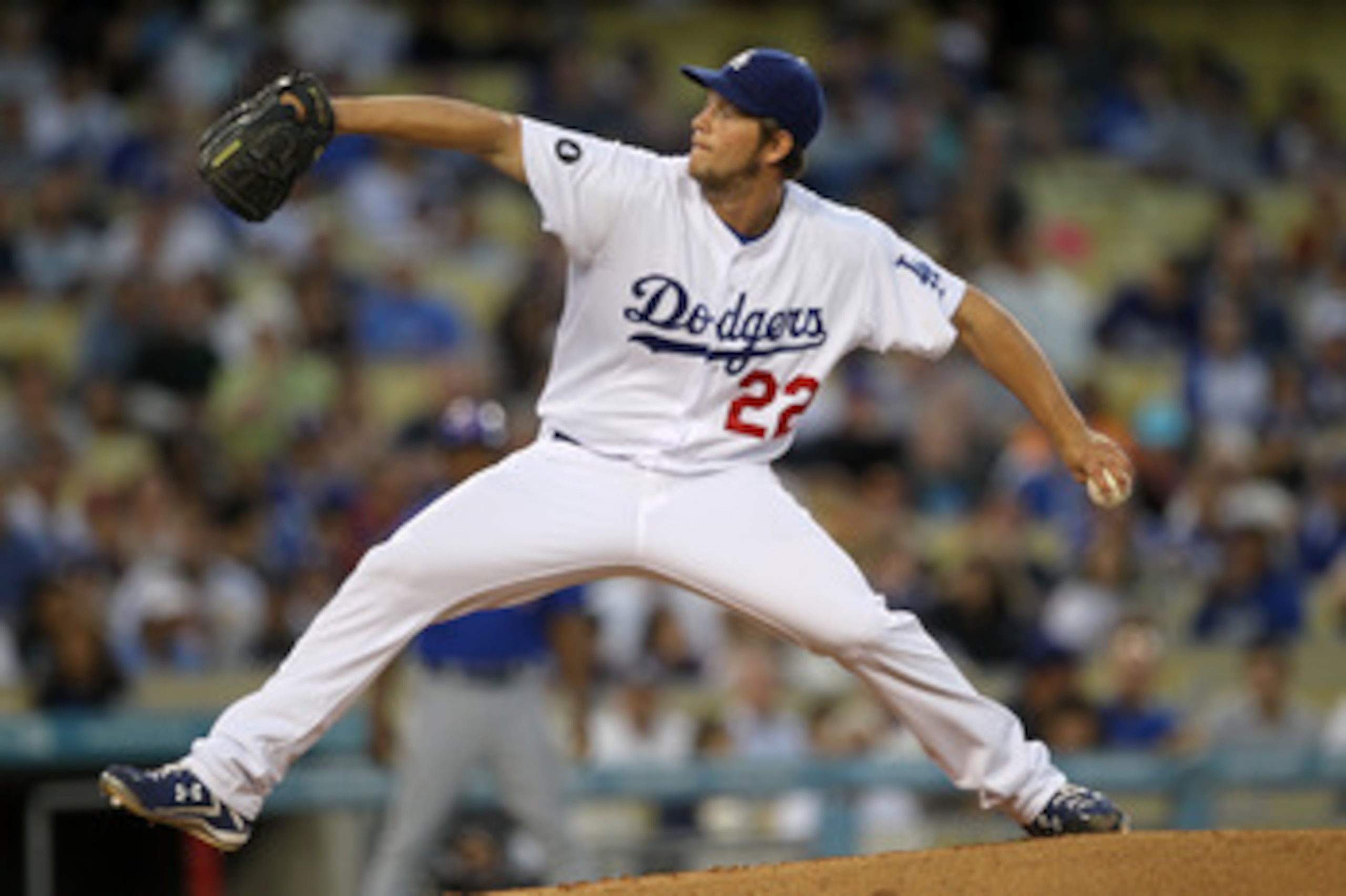 LOS ANGELES - MAY 2: Clayton Kershaw #22 of the Los Angeles Dodgers throws a pitch against the Chicago Cubs  on May 2, 2011 at Dodger Stadium in Los Angeles, California.  (Photo by Stephen Dunn/Getty Images)