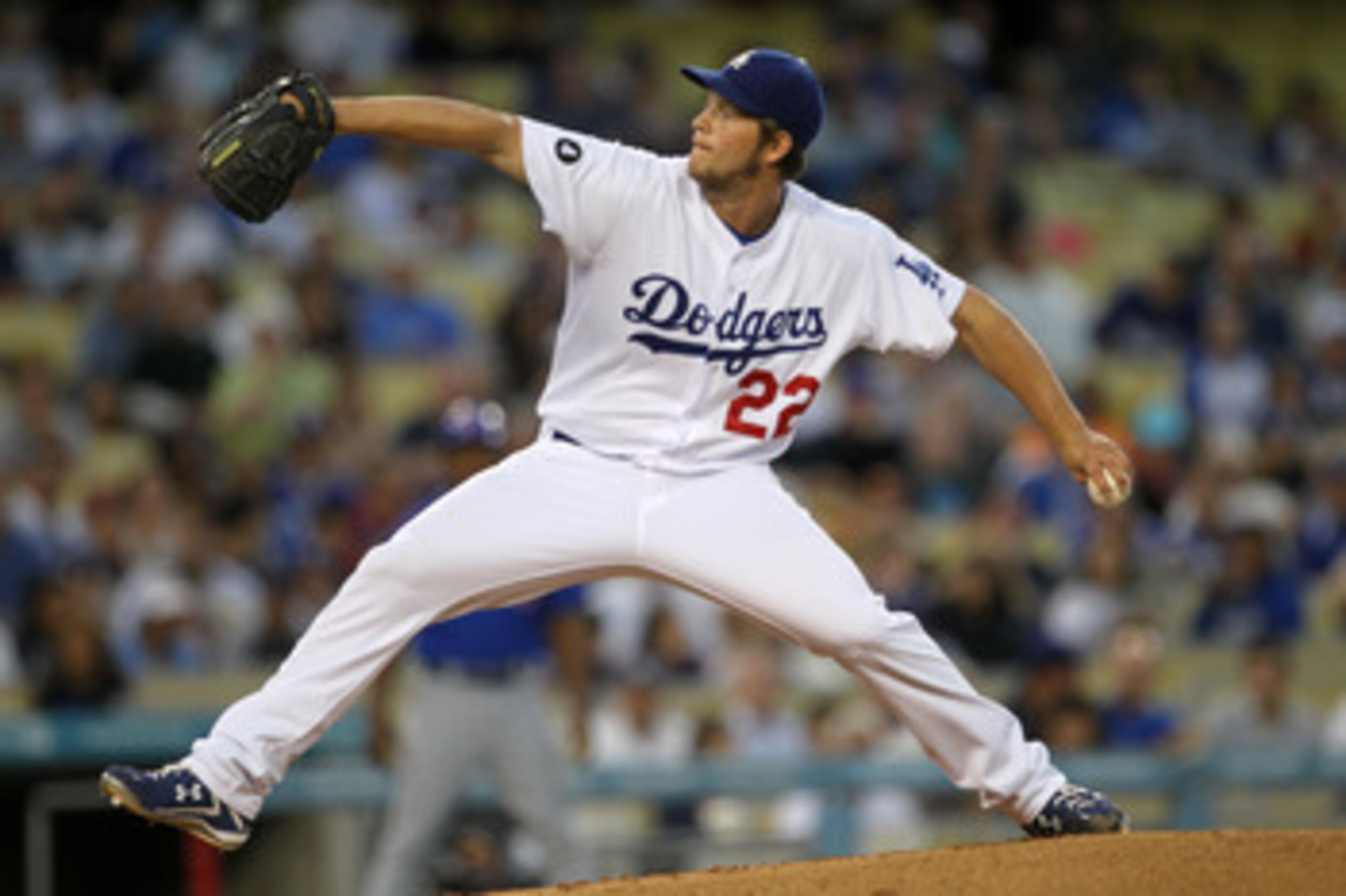 LOS ANGELES - MAY 2: Clayton Kershaw #22 of the Los Angeles Dodgers throws a pitch against the Chicago Cubs  on May 2, 2011 at Dodger Stadium in Los Angeles, California.  (Photo by Stephen Dunn/Getty Images)