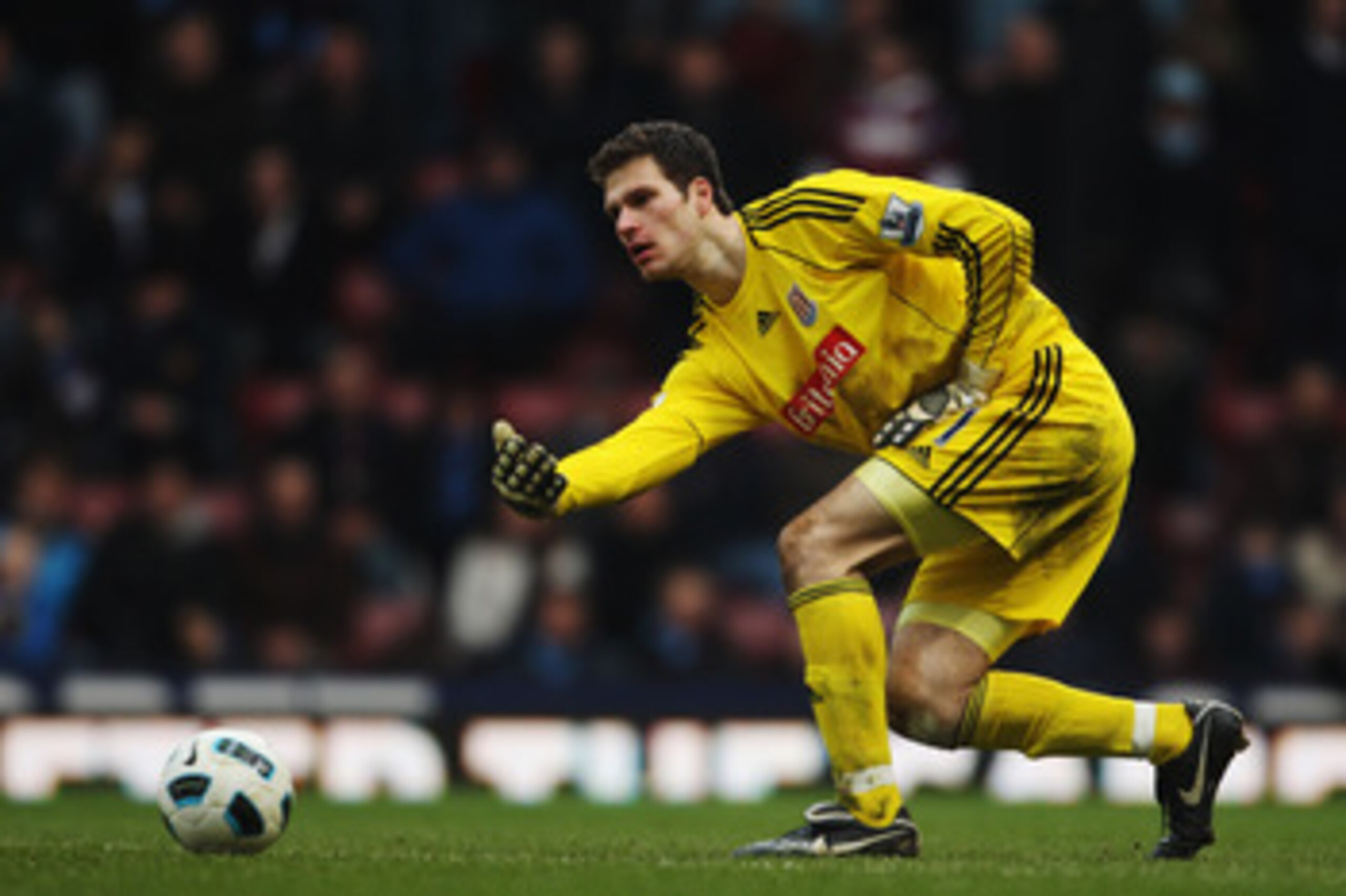 LONDON, UNITED KINGDOM - MARCH 05:  Asmir Begovic the Stoke City goalkeeper is seen during the Barclays Premier League match between West Ham United and Stoke City at the Boleyn Ground on March 5, 2011 in London, England.  (Photo by Scott Heavey/Getty Ima