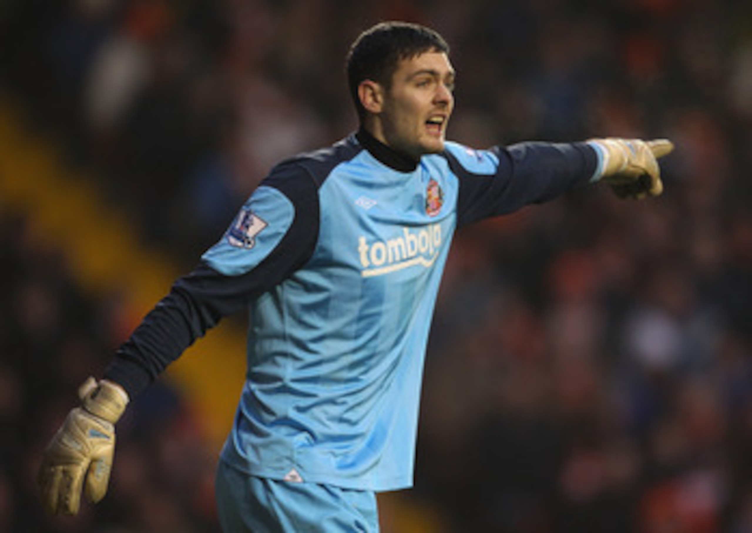 BLACKPOOL, ENGLAND - JANUARY 22:  Craig Gordon of Sunderland during the Barclays Premier League match between Blackpool and Sunderland at Bloomfield Road on January 22, 2011 in Blackpool, England.  (Photo by Alex Livesey/Getty Images)
