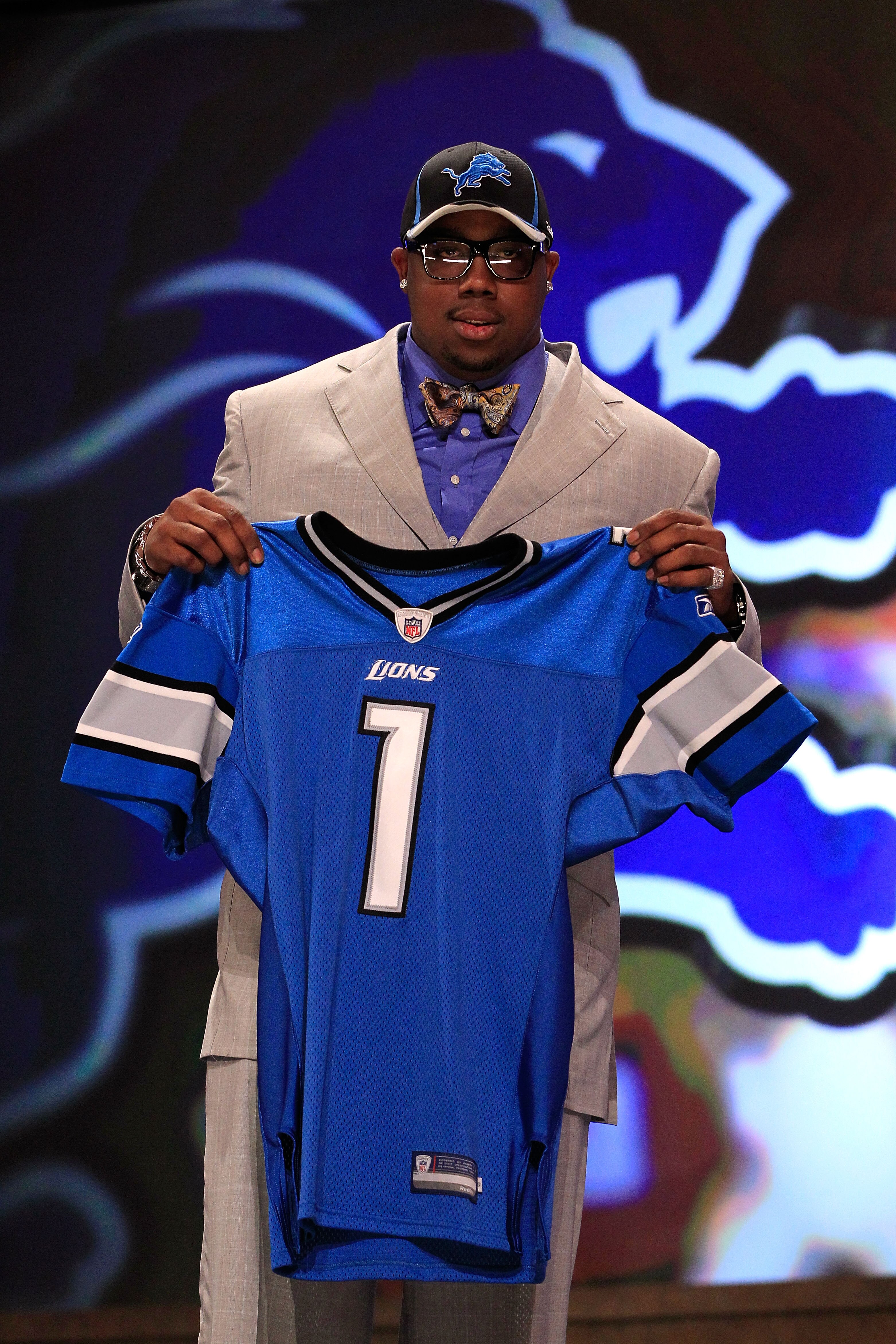 NEW YORK, NY - APRIL 28:  Nick Fairley, #13 overall pick by the Detriot Lions, holds up a jersey during the 2011 NFL Draft at Radio City Music Hall on April 28, 2011 in New York City.  (Photo by Chris Trotman/Getty Images)