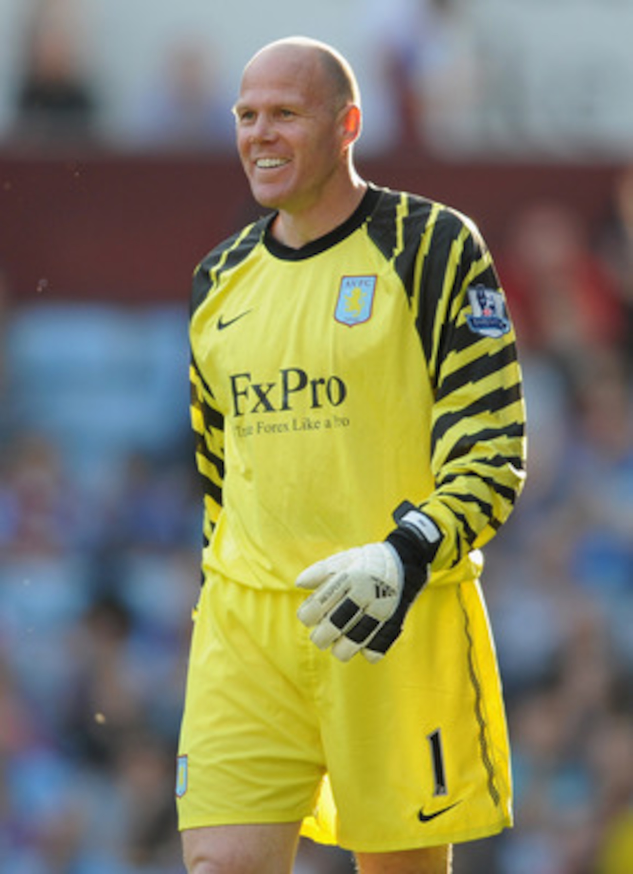 BIRMINGHAM, ENGLAND - APRIL 10:  Brad Friedel of Aston Villa smiles during the Barclays Premier League match between Aston Villa and Newcastle United at Villa Park on April 10, 2011 Birmingham, England.  (Photo by Michael Regan/Getty Images)