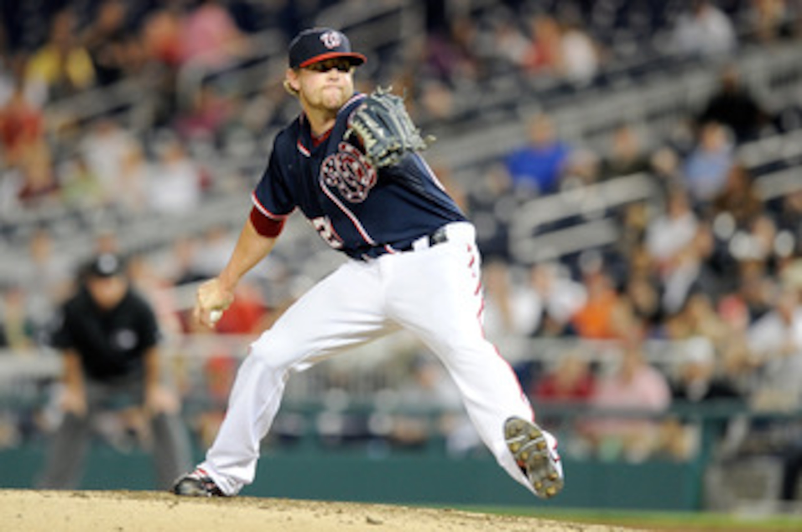 WASHINGTON, DC - MAY 02:  Drew Storen #22 of the Washington Nationals pitches against the San Francisco Giants at Nationals Park on May 2, 2011 in Washington, DC.  (Photo by Greg Fiume/Getty Images)