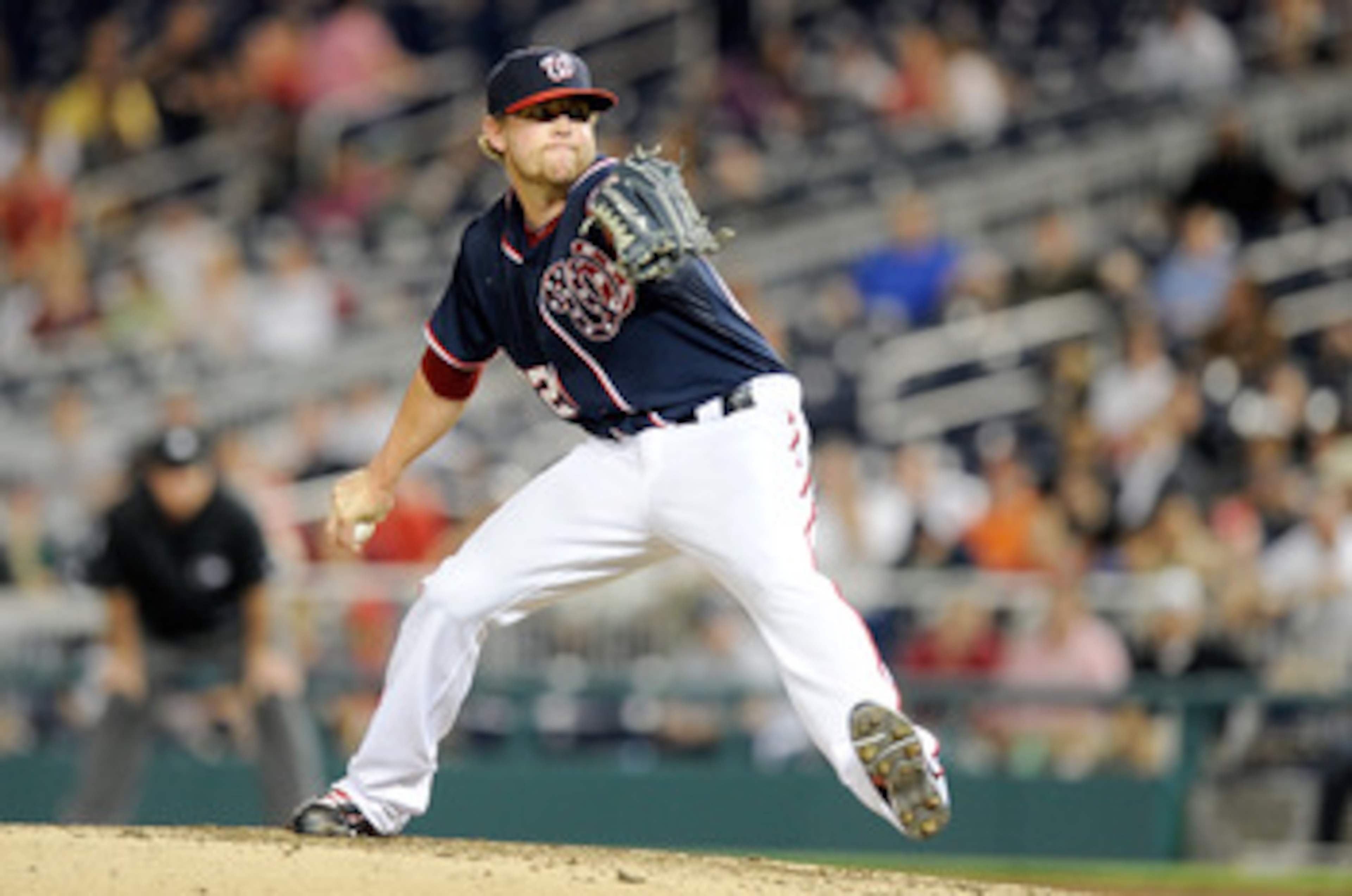 WASHINGTON, DC - MAY 02:  Drew Storen #22 of the Washington Nationals pitches against the San Francisco Giants at Nationals Park on May 2, 2011 in Washington, DC.  (Photo by Greg Fiume/Getty Images)