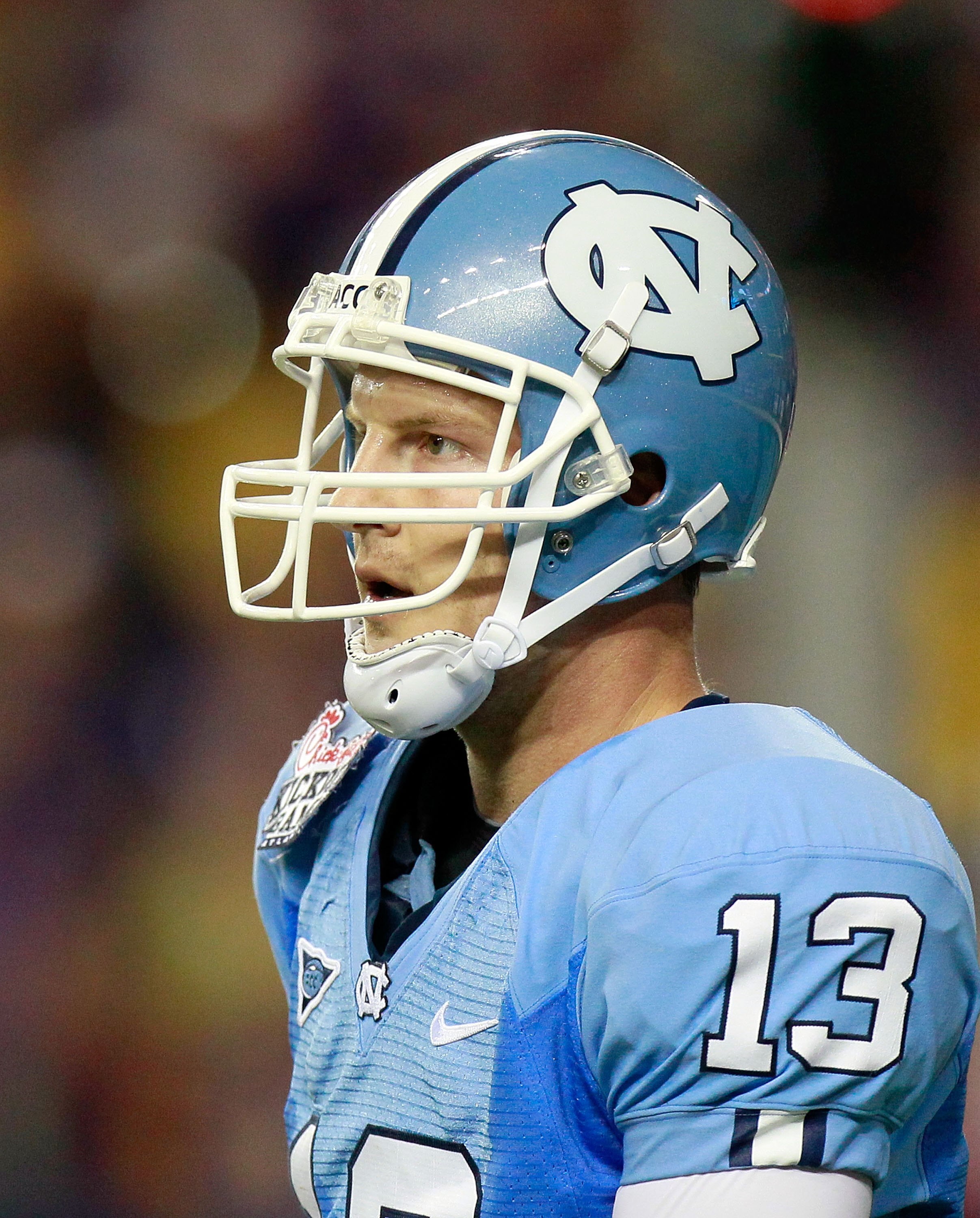 ATLANTA - SEPTEMBER 04:  Quarterback T.J. Yates #13 of the North Carolina Tar Heels against the LSU Tigers during the Chick-fil-A Kickoff Game at Georgia Dome on September 4, 2010 in Atlanta, Georgia.  (Photo by Kevin C. Cox/Getty Images)