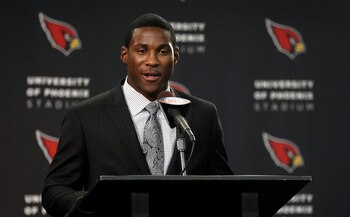 TEMPE, AZ - APRIL 29:  First round draft pick Patrick Peterson of the Arizona Cardinals speaks during a press conference to introduce him at the team's training center auditorium on April 29, 2011 in Tempe, Arizona.  (Photo by Christian Petersen/Getty Ima