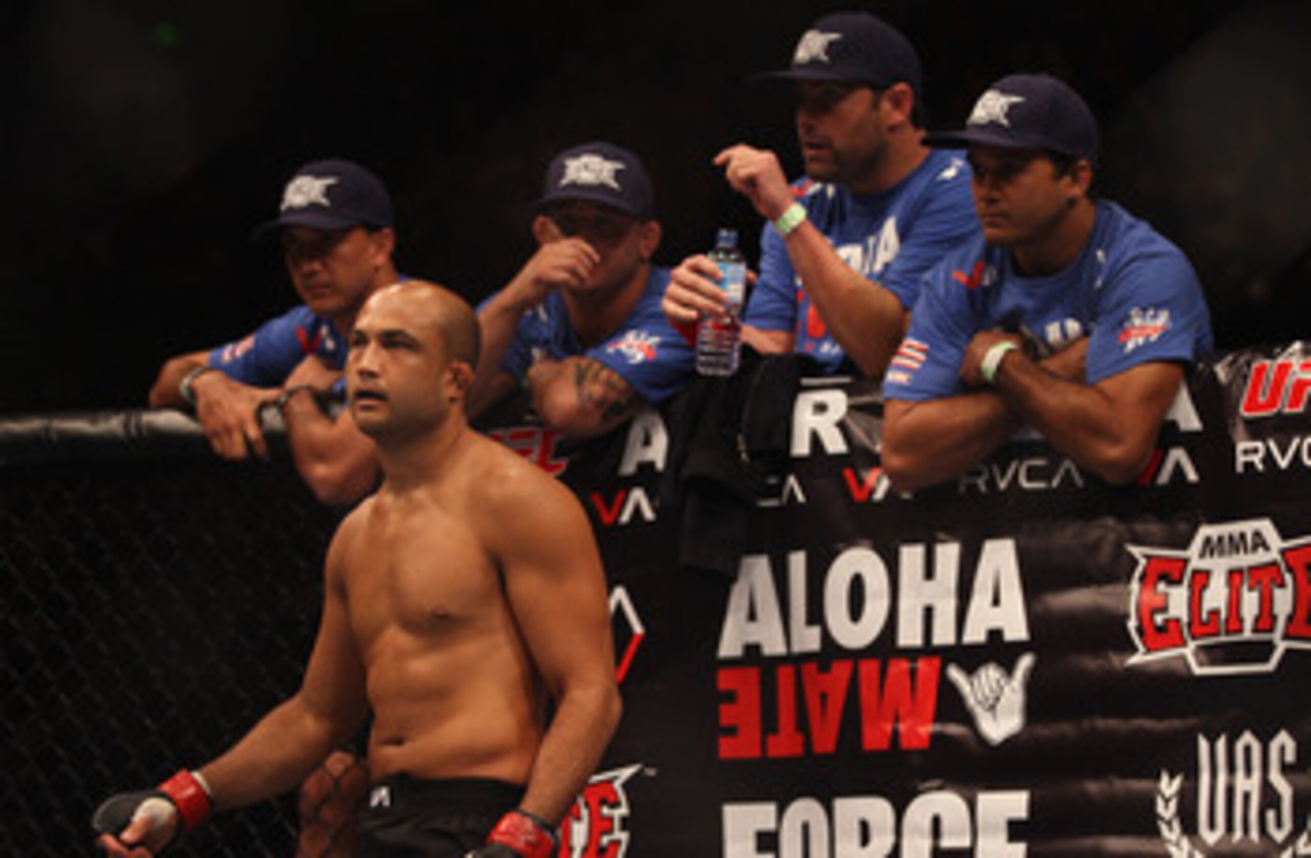 SYDNEY, AUSTRALIA - FEBRUARY 27:  BJ Penn of the USA looks across the octagon at John Fitch of the USA before the start of their welterweight bout part of UFC 127 at Acer Arena on February 27, 2011 in Sydney, Australia.  (Photo by Mark Kolbe/Getty Images)