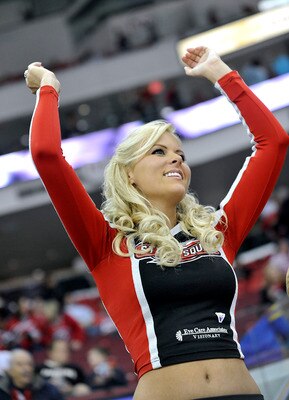 RALEIGH, NC - SEPTEMBER 25: A member of the Storm Squad entertains the fans during a game between the Atlanta Thrashers andthe Carolina Hurricanes during an NHL preseason game at the RBC Center on September 25, 2009 in Raleigh, North Carolina. The Hurrica