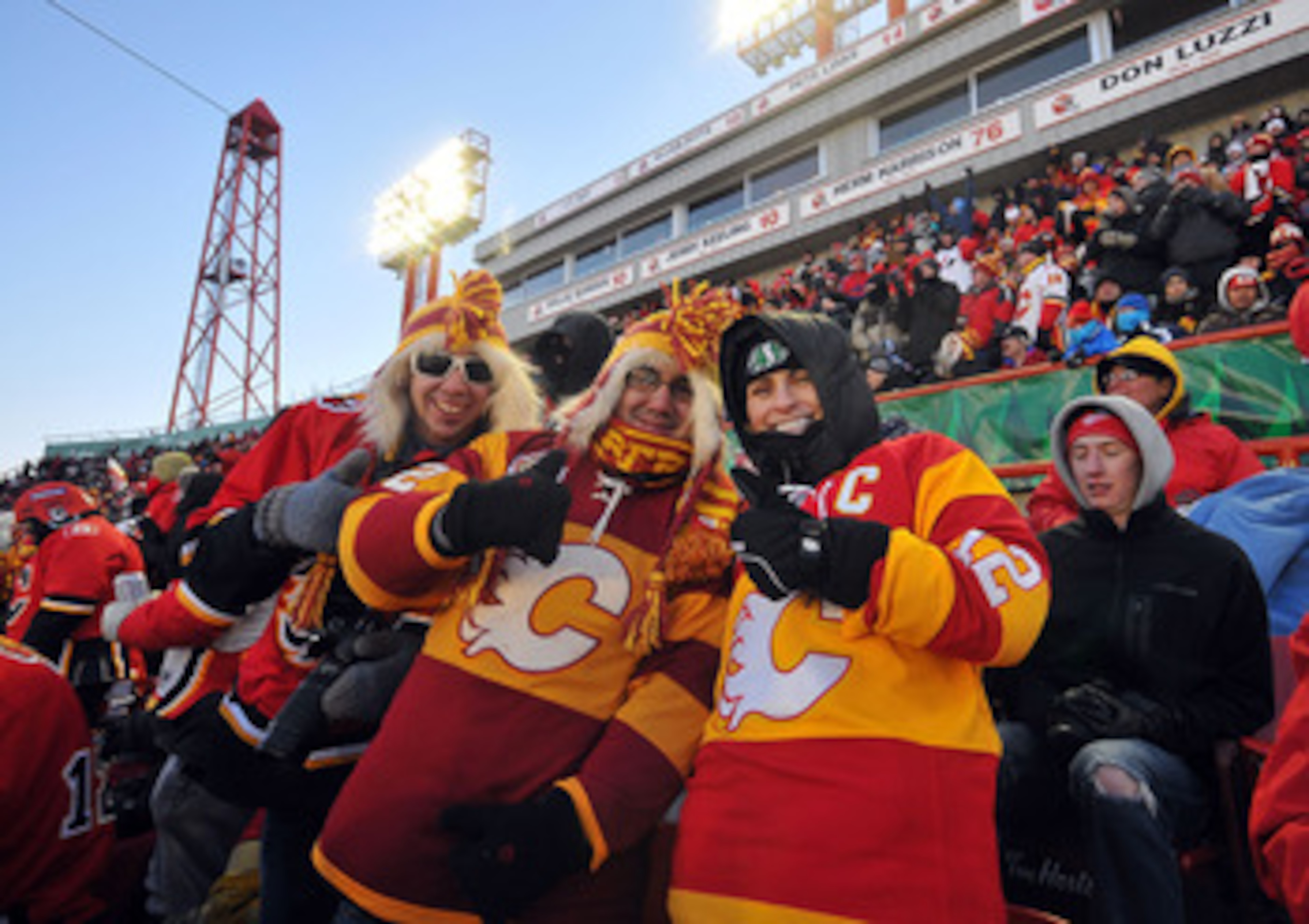 CALGARY, AB - FEBRUARY 20:  A general view of fans enjoying the 2011 NHL Heritage Classic Game at McMahon Stadium on February 20, 2011 in Calgary, Alberta, Canada.  (Photo by Dylan Lynch/Getty Images)