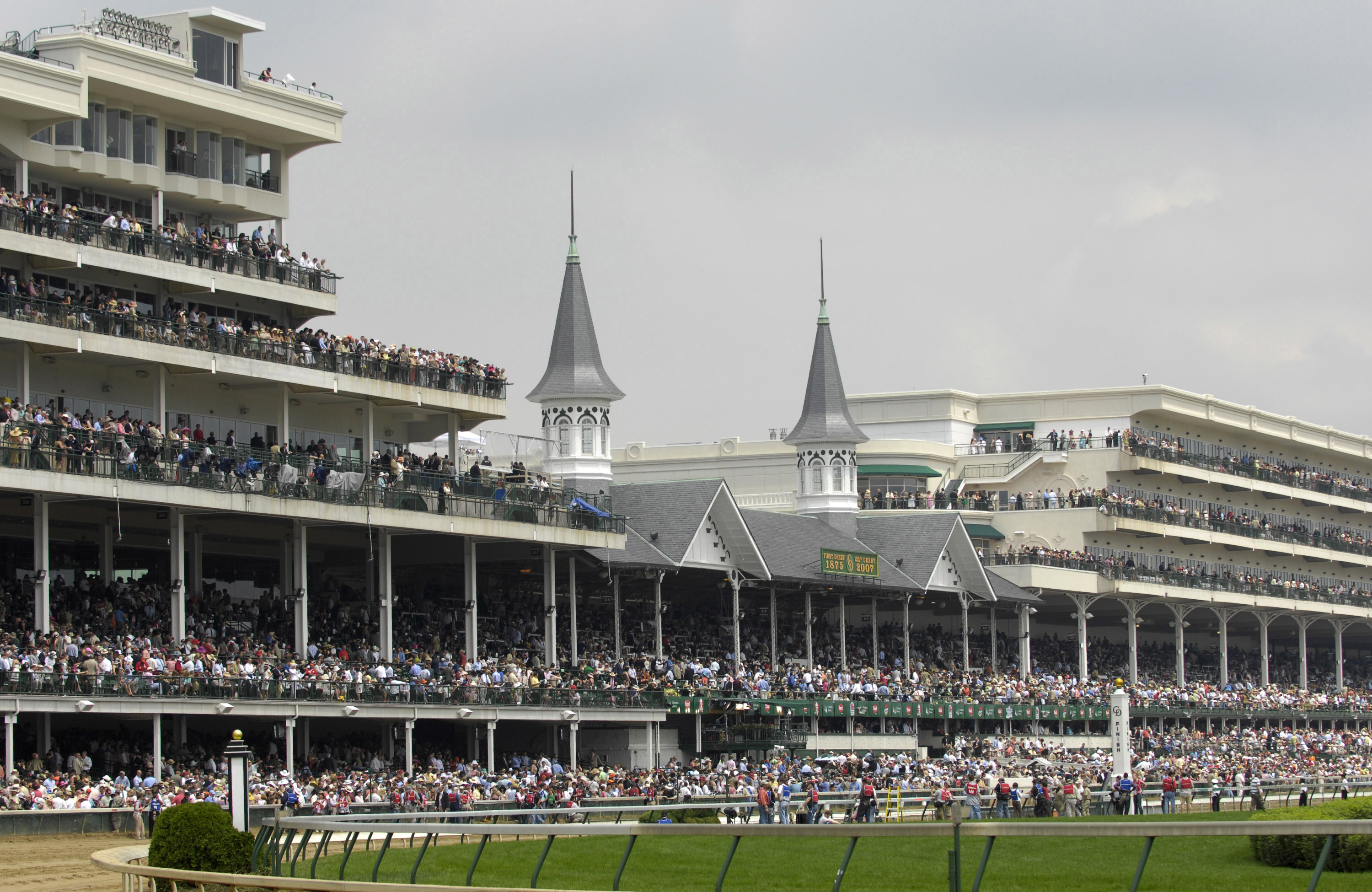 The famed spires at at Churchill Downs  on Kentucky Derby Day May 5, 2007 in Louisville. (Photo by A. Messerschmidt/Getty Images) *** Local Caption ***