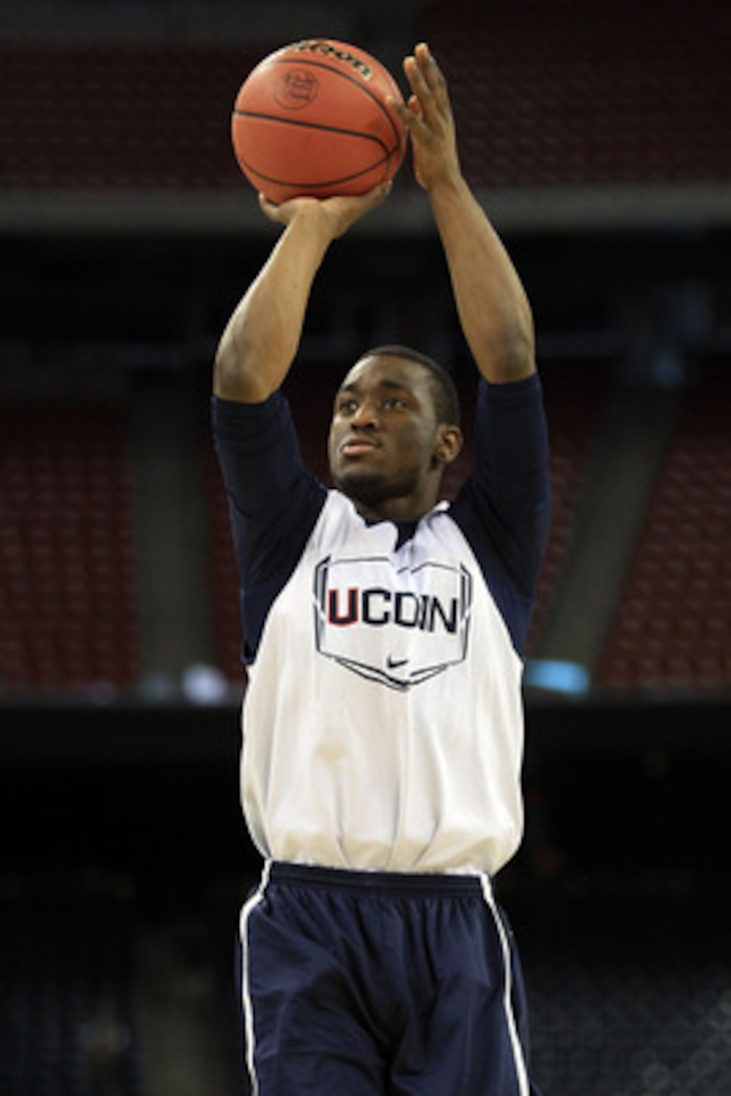 HOUSTON, TX - APRIL 01:  Kemba Walker #15 of the Connecticut Huskies shoots the ball during practice prior to the 2011 Final Four of the NCAA Division I Men's Basketball Tournament at Reliant Stadium on April 1, 2011 in Houston, Texas.  (Photo by Streeter