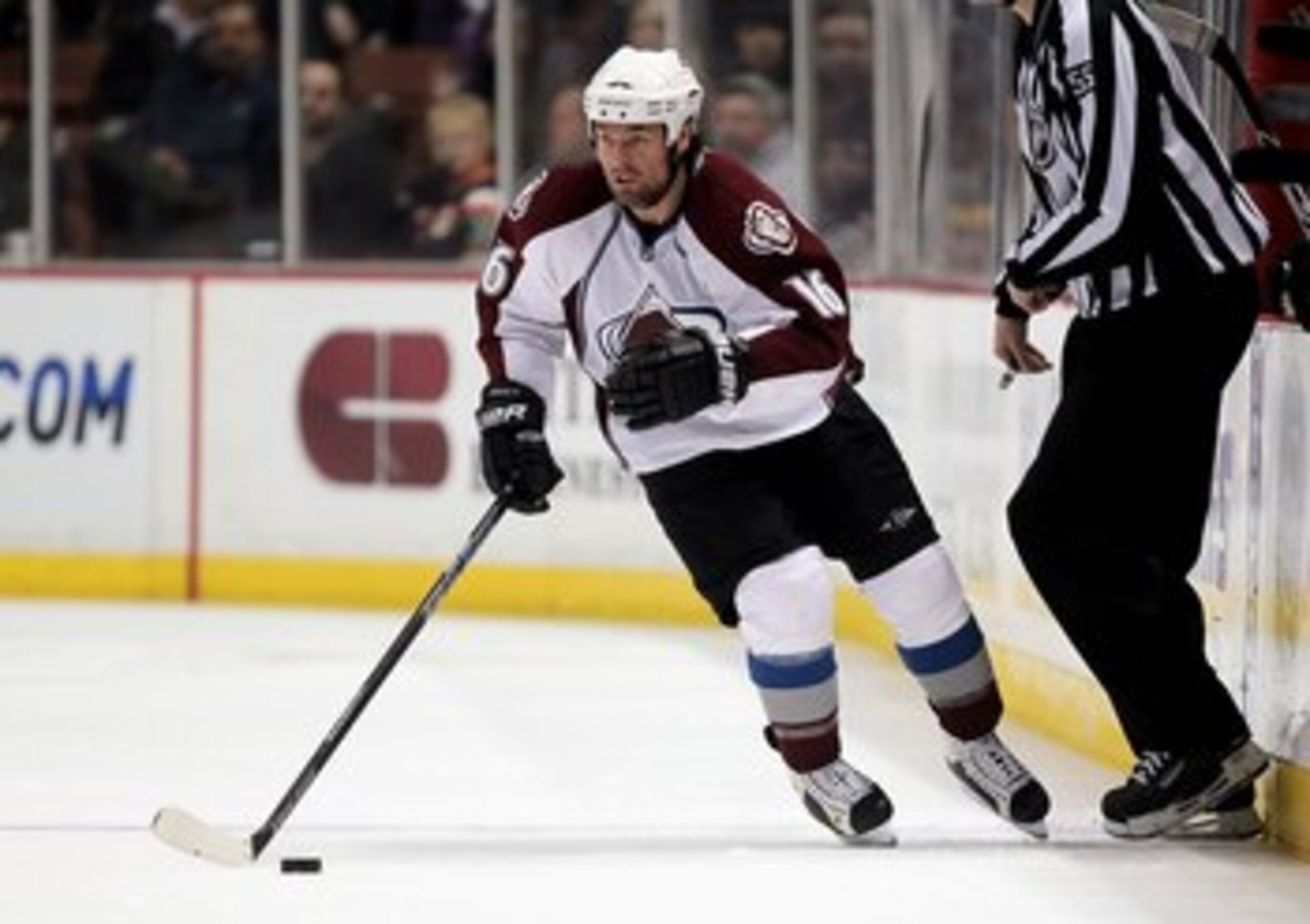 ANAHEIM, CA - MARCH 03:  Darcy Tucker #16 of the Colorado Avalanche skates against the Anaheim Ducks at the Honda Center on March 3, 2010 in Anaheim, California.  (Photo by Jeff Gross/Getty Images)