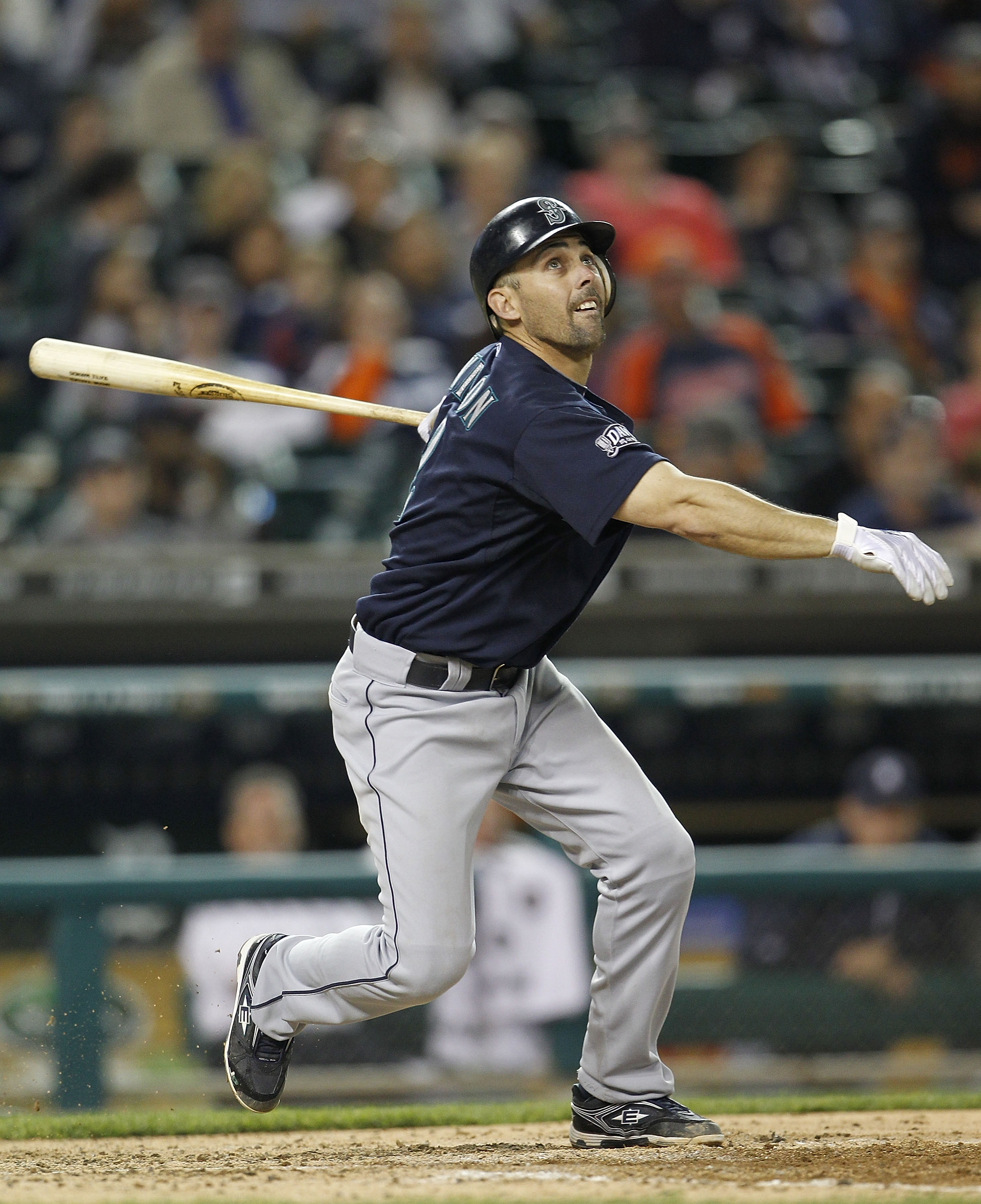 DETROIT - APRIL 26: Jack Wilson #2 of the Seattle Mariners bats during the  sixth inning during the game against the Detroit Tigers at Comerica Park on April 26, 2011 in Detroit, Michigan. The Mariners defeated the Tigers 7-3.  (Photo by Leon Halip/Getty 