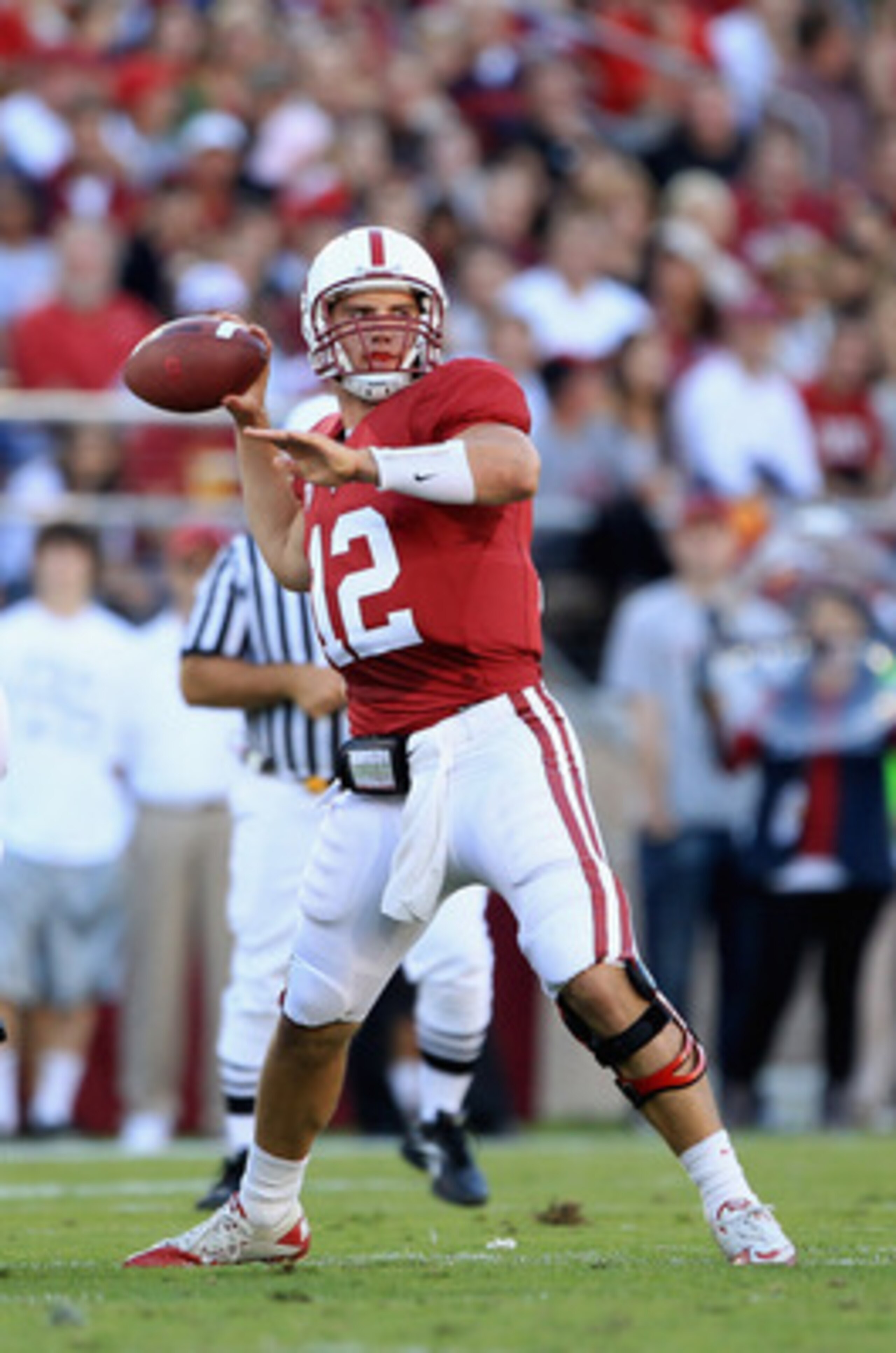 PALO ALTO, CA - OCTOBER 09:  Andrew Luck #12 of the Stanford Cardinal passes the ball against the USC Trojans at Stanford Stadium on October 9, 2010 in Palo Alto, California.  (Photo by Ezra Shaw/Getty Images)