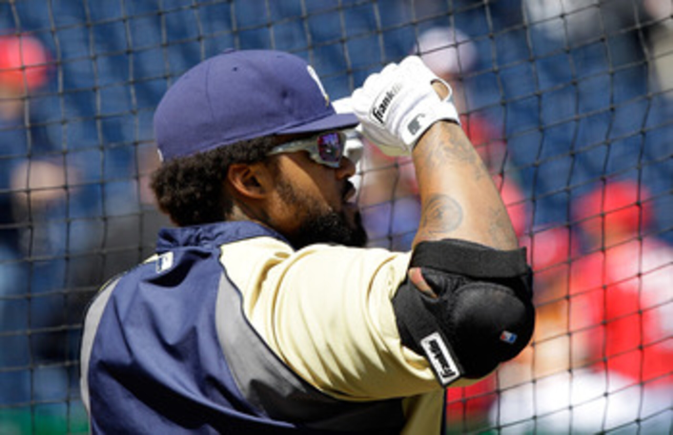 WASHINGTON, DC - APRIL 17:  Prince Fielder #28 of the Milwaukee Brewers waits to take batting practice before the start of their game against the Washington Nationals at Nationals Park on April 17, 2011 in Washington, DC.  (Photo by Rob Carr/Getty Images)