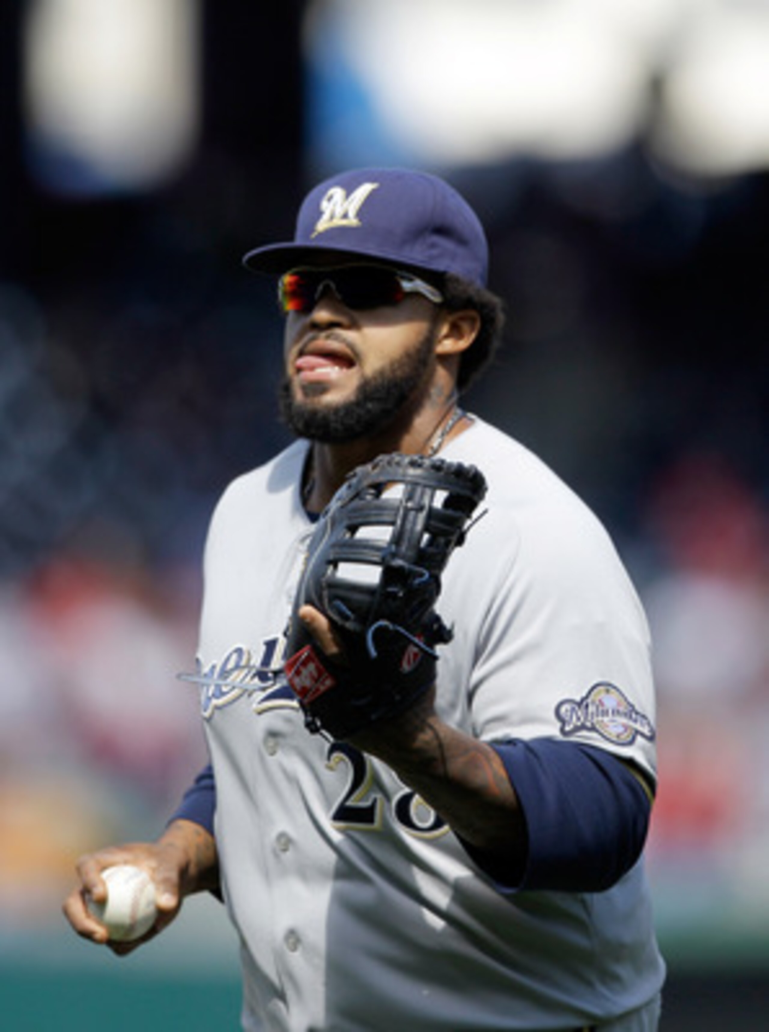WASHINGTON, DC - APRIL 17:  Prince Fielder #28 of the Milwaukee Brewers against the Washington Nationals at Nationals Park on April 17, 2011 in Washington, DC.  (Photo by Rob Carr/Getty Images)