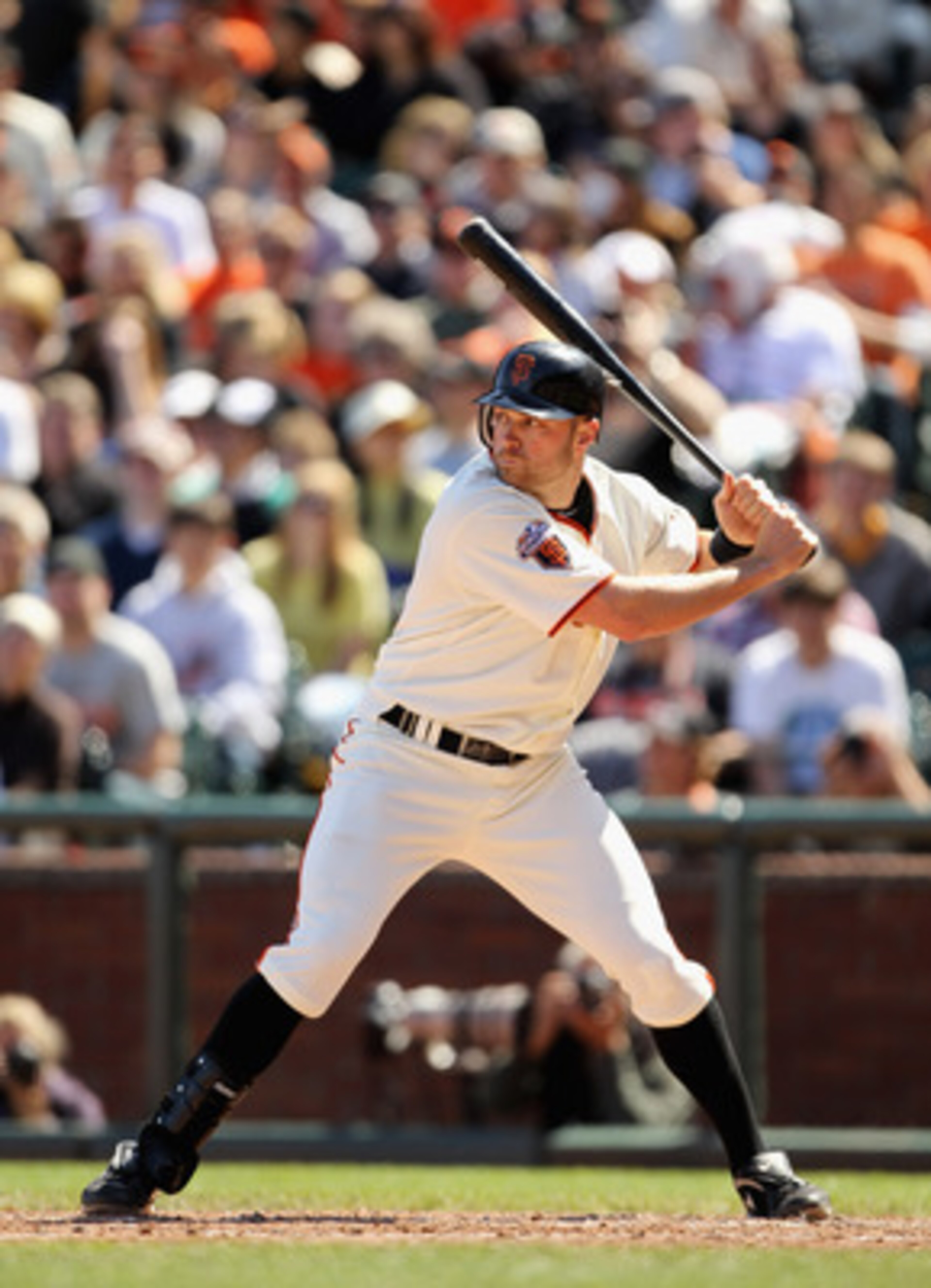 SAN FRANCISCO, CA - APRIL 24:  Nate Schierholtz #12 of the San Francisco Giants in action against the Atlanta Braves at AT&T Park on April 24, 2011 in San Francisco, California.  (Photo by Ezra Shaw/Getty Images)