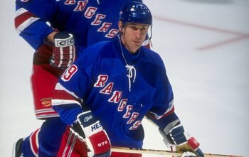 16 Dec 1997:  Center Wayne Gretzky of the New York Rangers in action during a game against the New Jersey Devils at the Continental Airlines Arena in East Rutherford, New Jersey.  The Devils won the game 4-3. Mandatory Credit: Al Bello  /Allsport