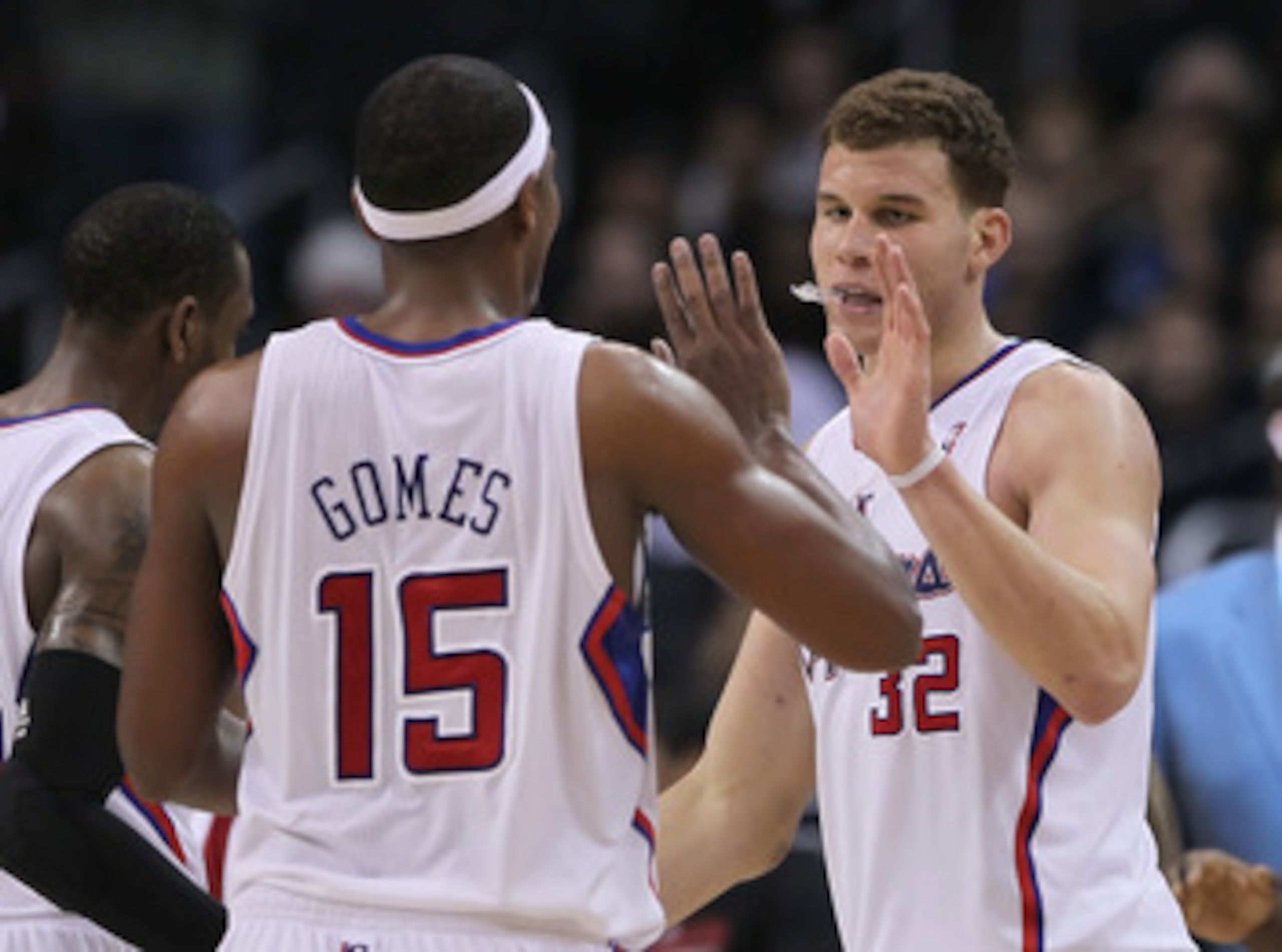 LOS ANGELES, CA - DECEMBER 20:  Blake Griffin #32 of the Los Angeles Clippers receives a high five from teammate Ryan Gomes #15 during the second half against the Minnesota Timberwolves at Staples Center on December 20, 2010 in Los Angeles, California. Th