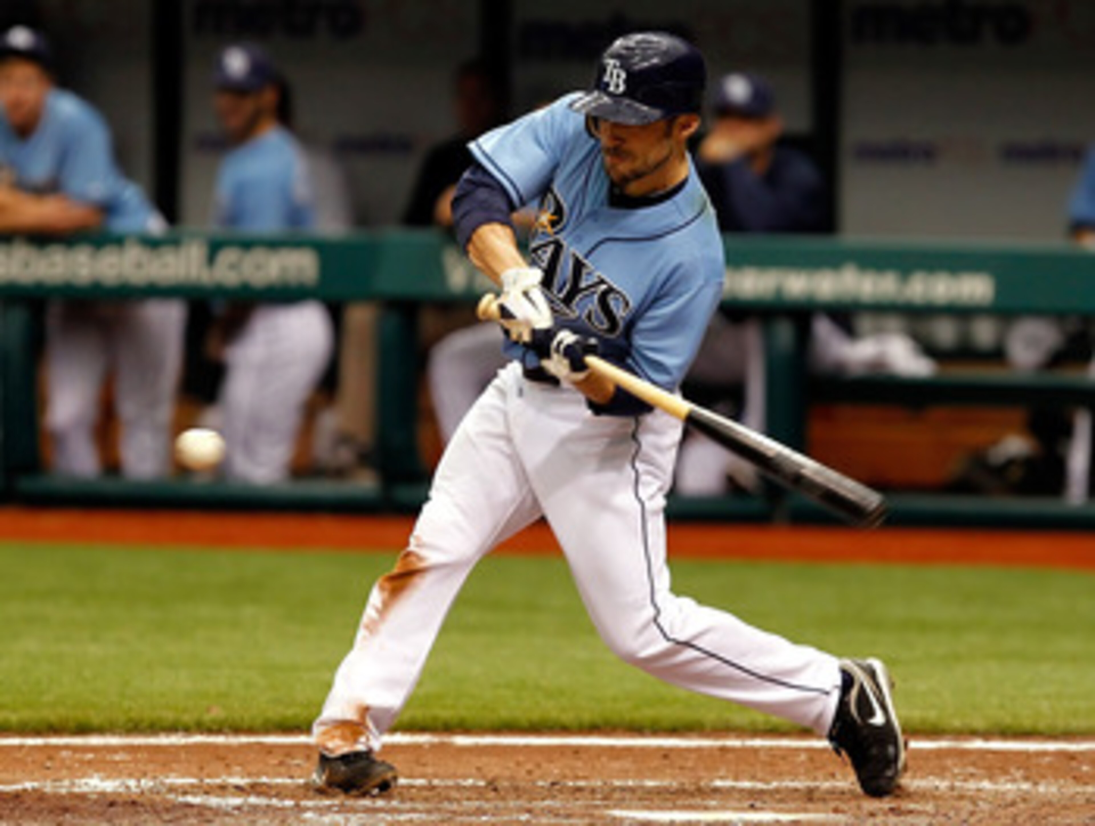 ST. PETERSBURG, FL - MAY 01:  Outfielder Sam Fuld #5 of the Tampa Bay Rays bats against the Los Angeles Angels of Anaheim during the game at Tropicana Field on May 1, 2011 in St. Petersburg, Florida.  (Photo by J. Meric/Getty Images)