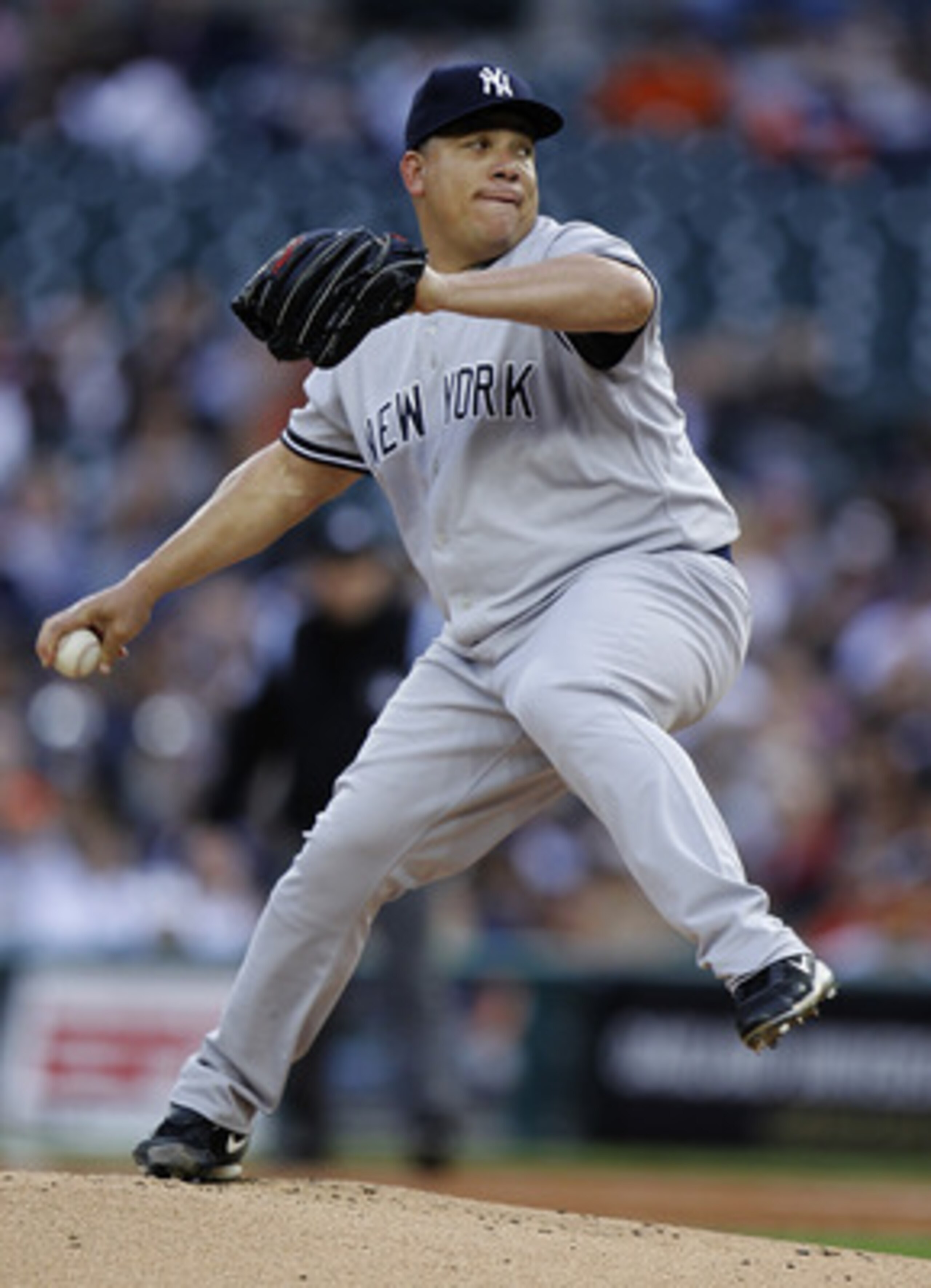 DETROIT, MI - MAY 02: Bartolo Colon #40 of the New York Yankees throws a first inning pitch while playing the Detroit Tigers at Comerica Park on May 2, 2011 in Detroit, Michigan. (Photo by Gregory Shamus/Getty Images) DETROIT, MI - MAY 02: Bartolo Colon #40 of the New York Yankees throws a first inning pitch while playing the Detroit Tigers at Comerica Park on May 2, 2011 in Detroit, Michigan. (Photo by Gregory Shamus/Getty Images)