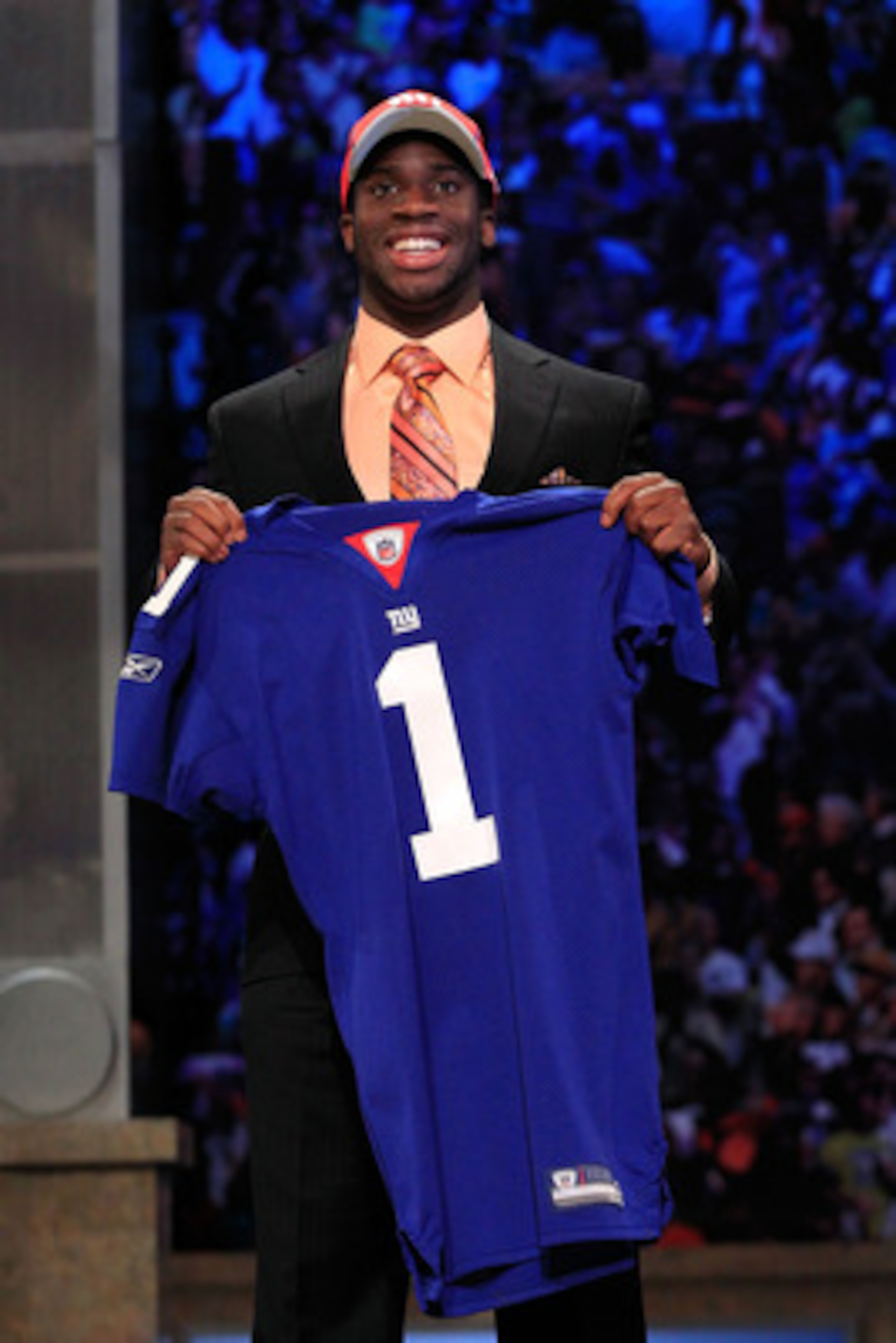 NEW YORK, NY - APRIL 28:  Prince Amukamara, #19 overall pick by the New York Giants, holds up a jersey on stage during the 2011 NFL Draft at Radio City Music Hall on April 28, 2011 in New York City.  (Photo by Chris Trotman/Getty Images)