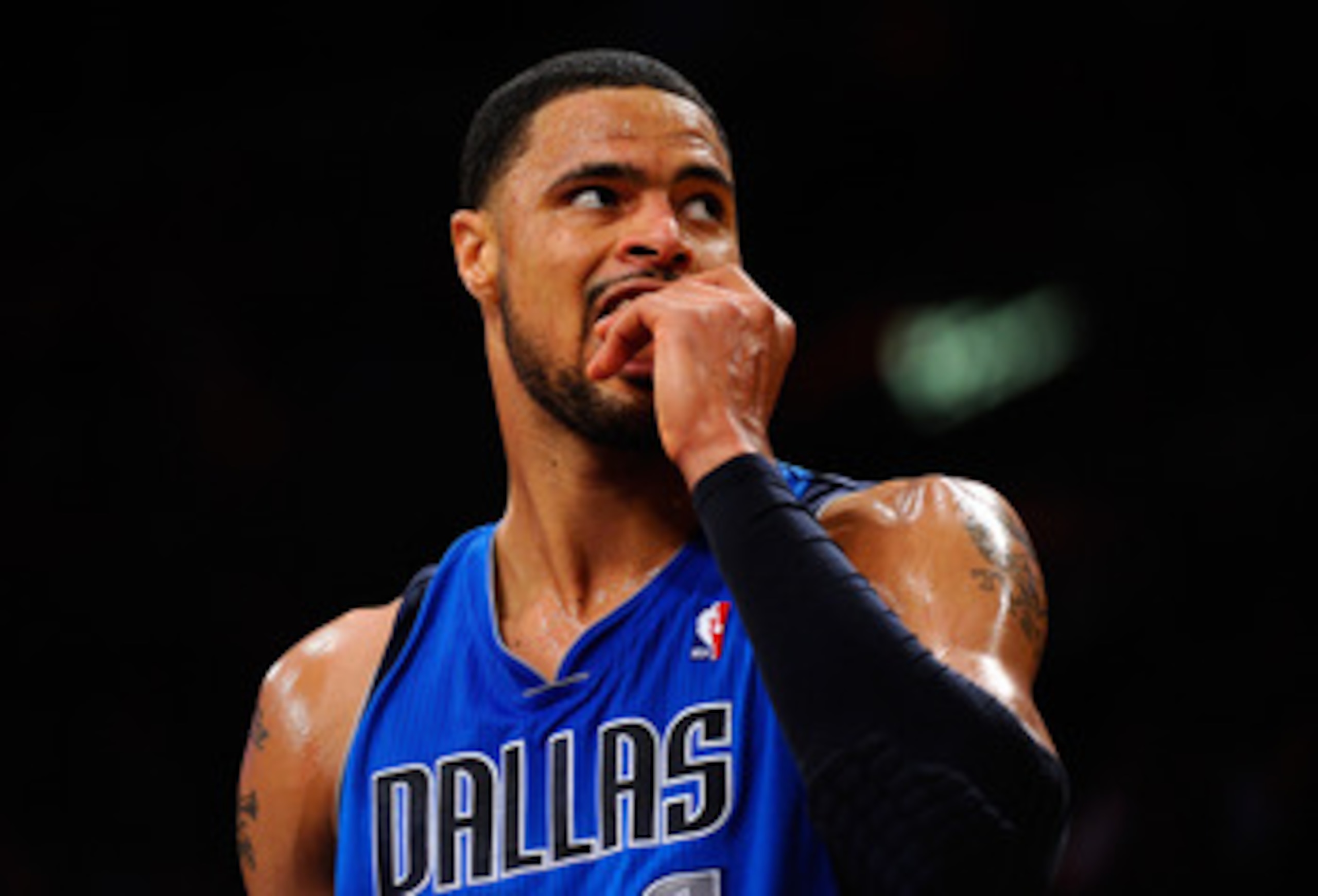 LOS ANGELES, CA - MAY 02:  Tyson Chandler #6 of the Dallas Mavericks reacts while taking on the Los Angeles Lakers in Game One of the Western Conference Semifinals in the 2011 NBA Playoffs at Staples Center on May 2, 2011 in Los Angeles, California. NOTE 