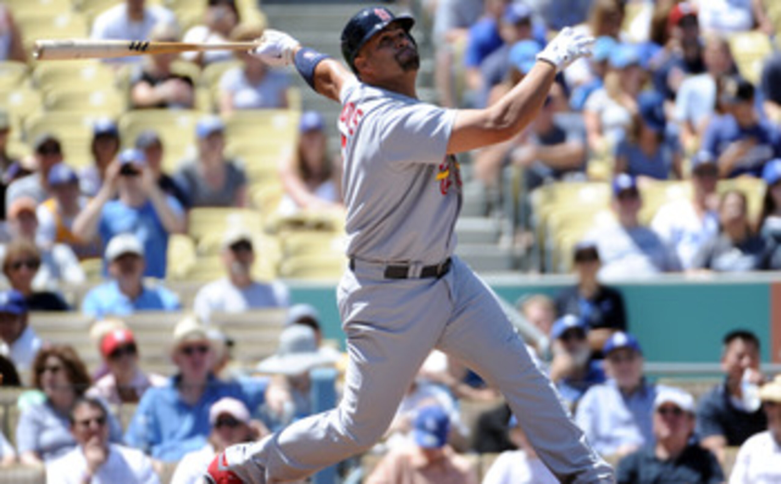 LOS ANGELES, CA - APRIL 17:  Albert Pujols #5 of the St. Louis Cardinals at bat against the Los Angeles Dodgers at Dodger Stadium on April 17, 2011 in Los Angeles, California.  (Photo by Harry How/Getty Images)