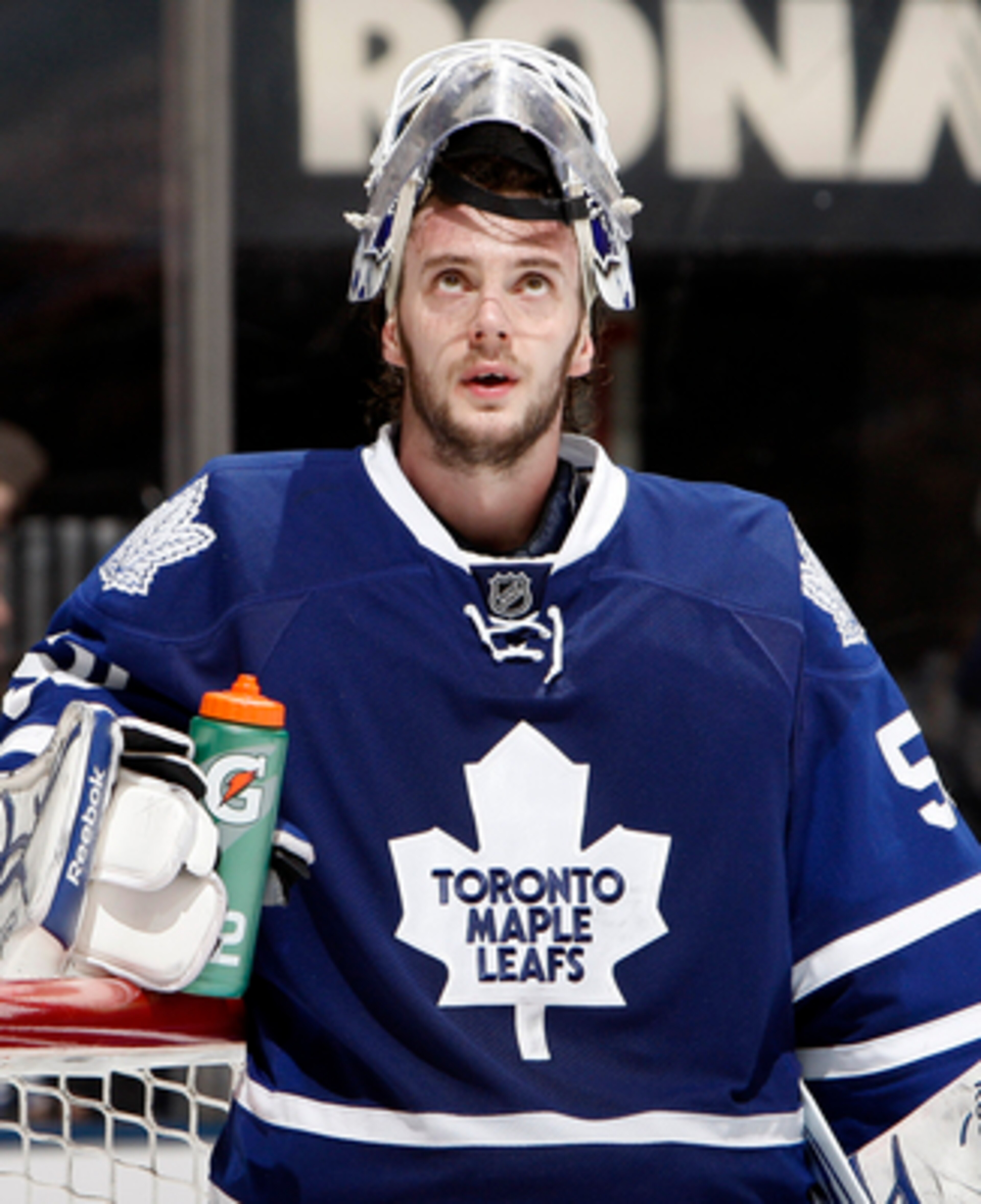 TORONTO, CANADA - JANUARY 6: Jonas Gustavsson #50 of the Toronto Maple Leafs reacts to the 5th goal scored by the St. Louis Blues during game action at the Air Canada Centre January 6, 2011 in Toronto, Ontario, Canada. (Photo by Abelimages/Getty Images) TORONTO, CANADA - JANUARY 6: Jonas Gustavsson #50 of the Toronto Maple Leafs reacts to the 5th goal scored by the St. Louis Blues during game action at the Air Canada Centre January 6, 2011 in Toronto, Ontario, Canada. (Photo by Abelimages/Getty Images)