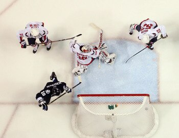 TAMPA, FL - MAY 03: Sean Bergenheim #10 of the Tampa Bay Lightning scores a first period goal against Michal Neuvirth #30 of the Washington Capitals in Game Three of the Eastern Conference Semifinals during the 2011 NHL Stanley Cup Playoffs at St Pete Tim