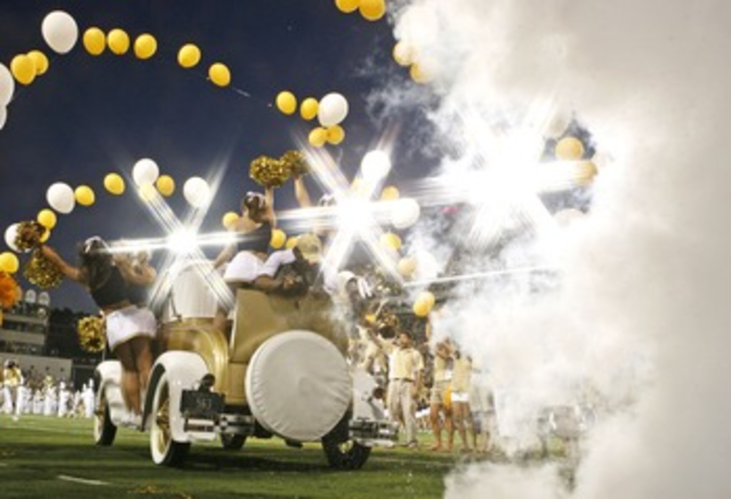ATLANTA - SEPTEMBER 15: The Ramblin Wreck Georgia Tech car rides in during pre-game ceremonies before the game between the Georgia Tech Yellow Jackets and the Boston College Eagles at Bobby Dodd Stadium at Historic Grant Field September 15, 2007 in Atlant