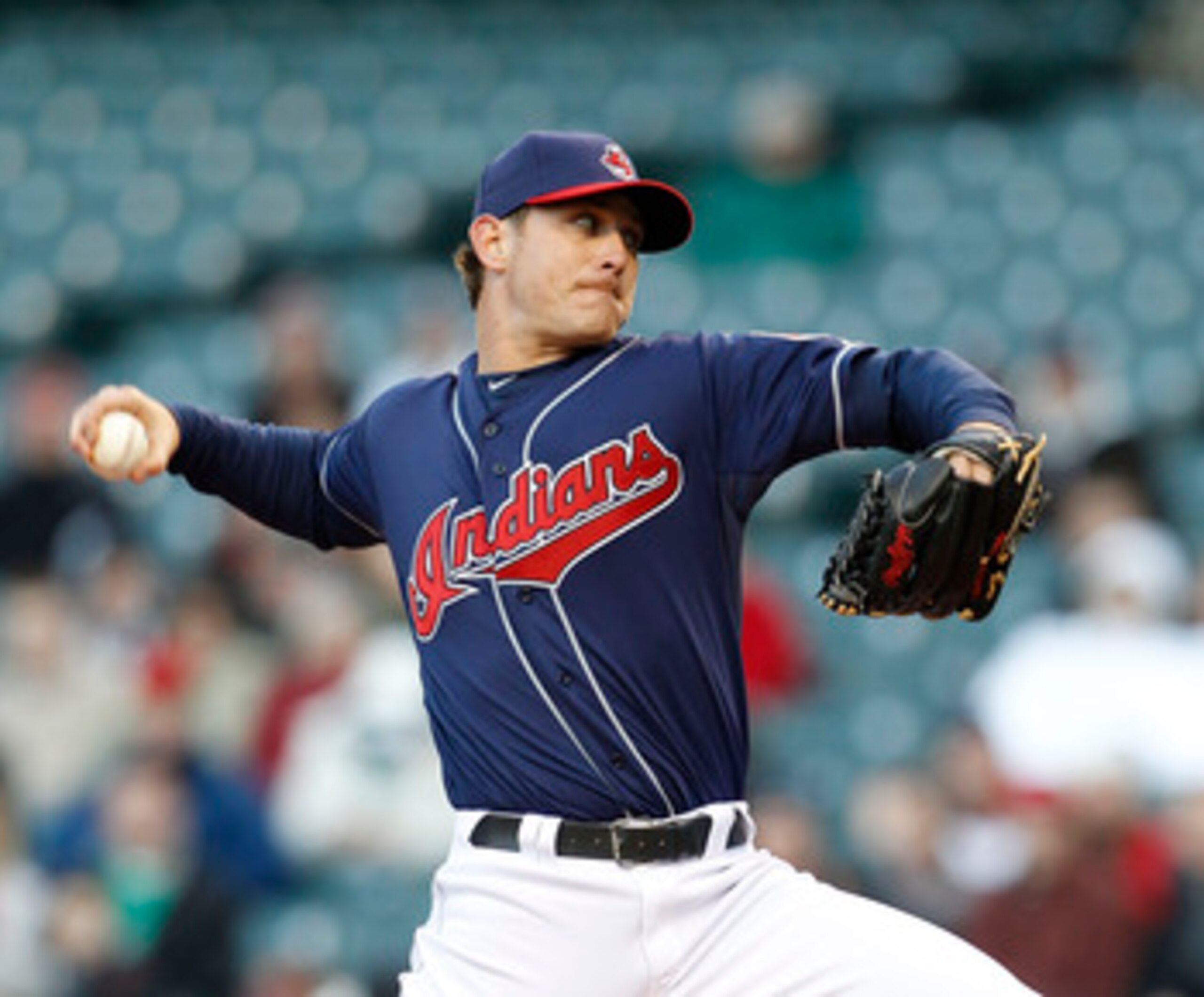 CLEVELAND - APRIL 05: Josh Tomlin #43 of the Cleveland Indians pitches in the second inning of the game against the Boston Red Sox at Progressive Field on April 5, 2011 in Cleveland, Ohio.  (Photo by Leon Halip/Getty Images)
