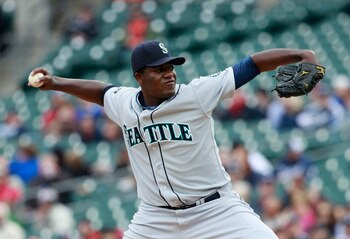 DETROIT - APRIL 28: Michael Pineda #36 of the Seattle Mariners pitches in the first inning during the game against the Detroit Tigers at Comerica Park on April 28, 2011 in Detroit, Michigan. (Photo by Leon Halip/Getty Images)