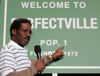 PHOENIX - FEBRUARY 01:  Former Miami Dolphin Eugene 'Mercury' Morris speaks during a press conference anouncing Reebok's new television campaign -dubbed 'Perfectville'- featuring members of the only undeated team in NFL history- the 1972 Miami Dolphins on