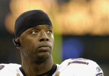 Baltimore Ravens quarterback Kordell Stewart watches  play against the Indianapolis Colts  in the RCA Dome Dec. 19, 2004.  The Colts defeated the Ravens 20 to 10.  (Photo by Al Messerschmidt/Getty Images)