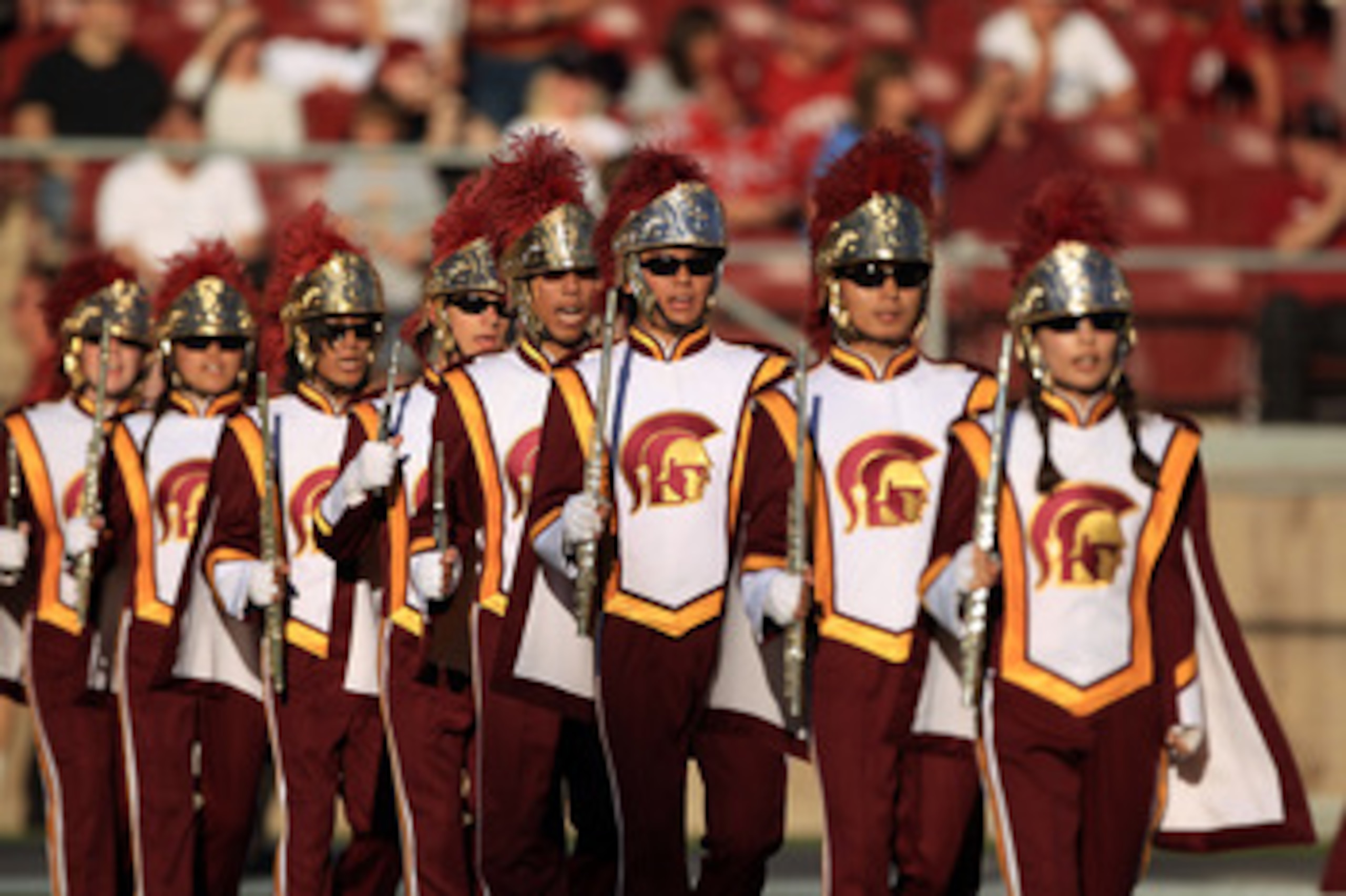 PALO ALTO, CA - OCTOBER 09:  The USC Trojan band performs before their game against the Stanford Cardinal at Stanford Stadium on October 9, 2010 in Palo Alto, California.  (Photo by Ezra Shaw/Getty Images)