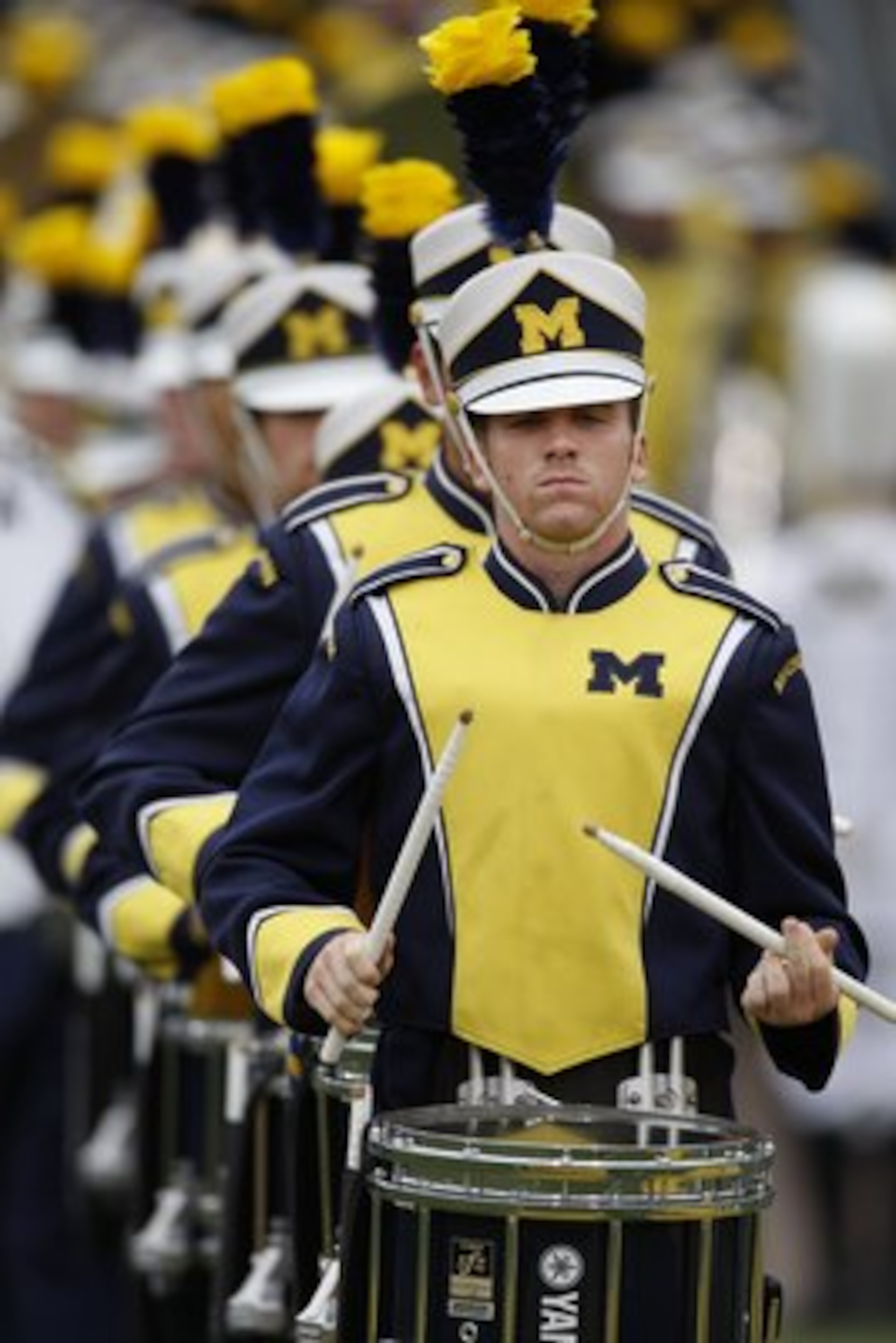 ANN ARBOR, MI - SEPTEMBER 27:  The Michigan Wolverines marching band performs during the game against the Wisconsin Badgers on September 27, 2008 at Michigan Stadium in Ann Arbor, Michigan. (Photo by Gregory Shamus/Getty Images)