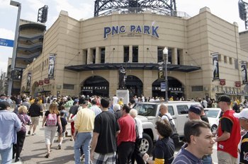 PITTSBURGH - APRIL 05: Fans head into PNC Park prior to Pittsburgh Pirates playing the Los Angeles Dodgers before the Home Opener for the Pittsburgh Pirates on April 5, 2010 at PNC Park in Pittsburgh, Pennsylvania. (Photo by Gregory Shamus/Getty Images)