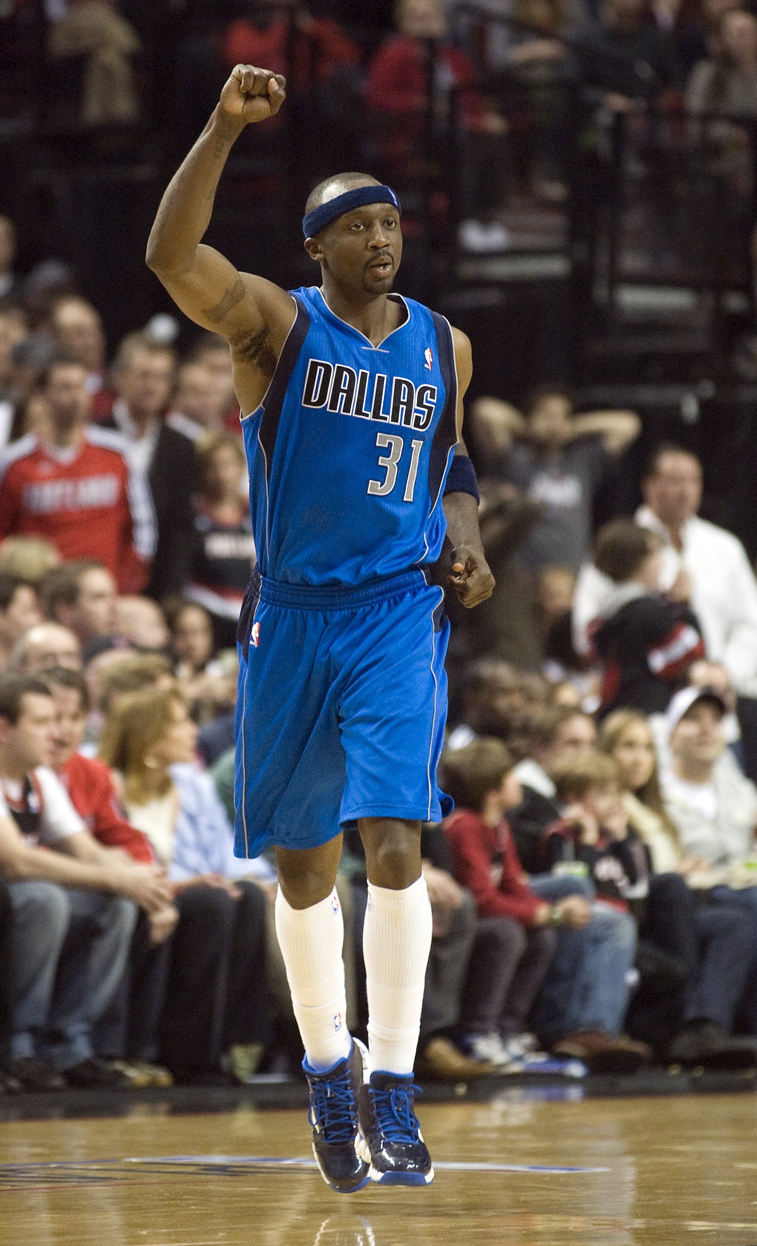 PORTLAND, OR - APRIL 28: Jason Terry #31 of the Dallas Mavericks celebrates after hitting a shot during the fourth quarter of Game Six of the Western Conference Quartefinals against the Portland Trail Blazers in the 2011 NBA Playsoffs on April 28, 2011 at