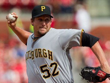 ST. LOUIS, MO - APRIL 6: Reliever Joel Hanrahan #52 of the Pittsburgh Pirates pitches against the St. Louis Cardinals at Busch Stadium on April 6, 2011 in St. Louis, Missouri.  (Photo by Dilip Vishwanat/Getty Images)