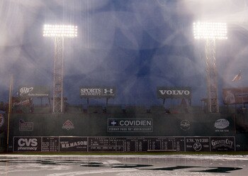 BOSTON - AUGUST 24:  The game between the Seattle Mariners and the Boston Red Sox is postponed due to rain on August 24, 2010 at Fenway Park in Boston, Massachusetts. The teams will play a double header tomorrow.  (Photo by Elsa/Getty Images)