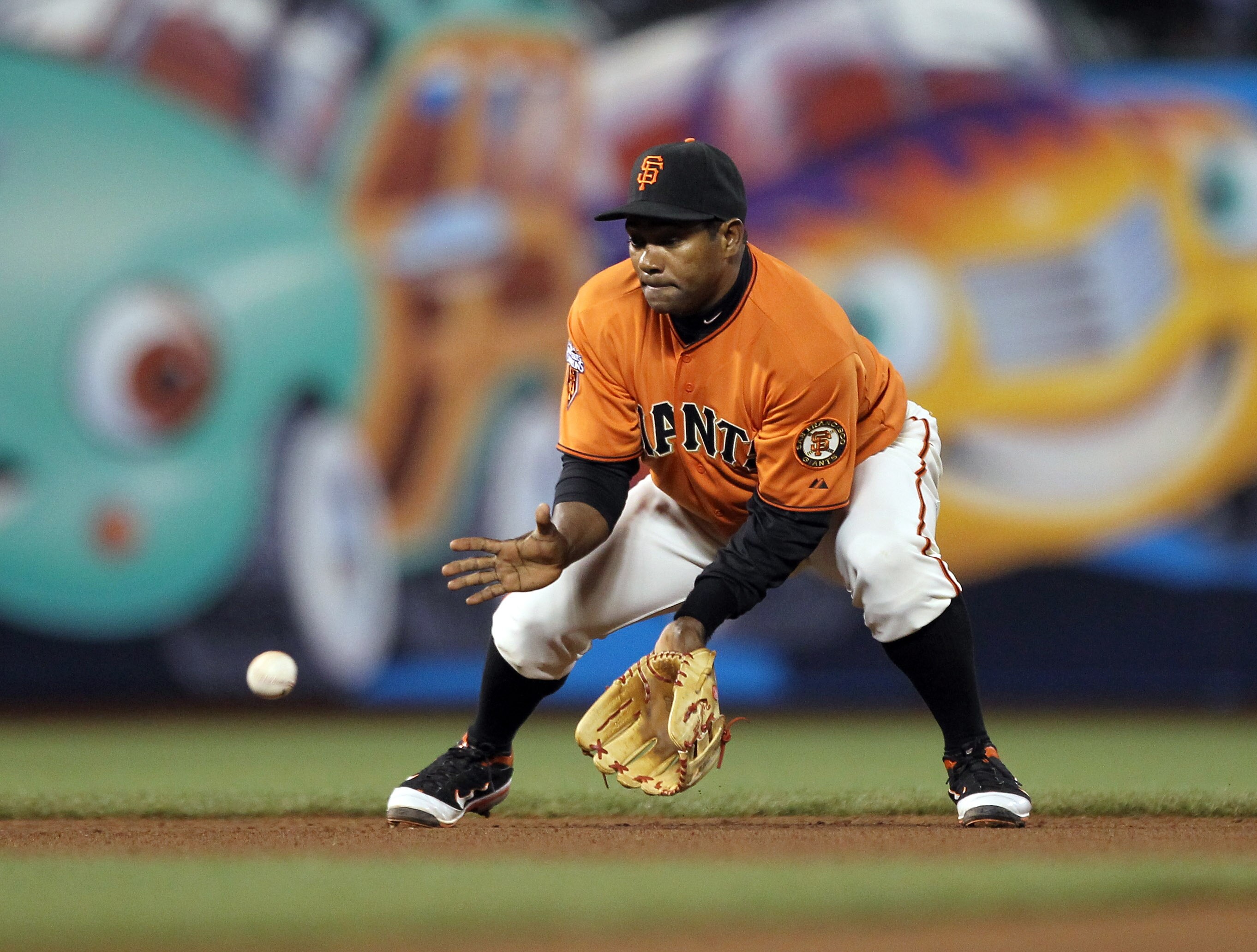 SAN FRANCISCO, CA - APRIL 22:  Miguel Tejada #10 of the San Francisco Giants in action against the Atlanta Braves at AT&T Park on April 22, 2011 in San Francisco, California.  (Photo by Ezra Shaw/Getty Images)