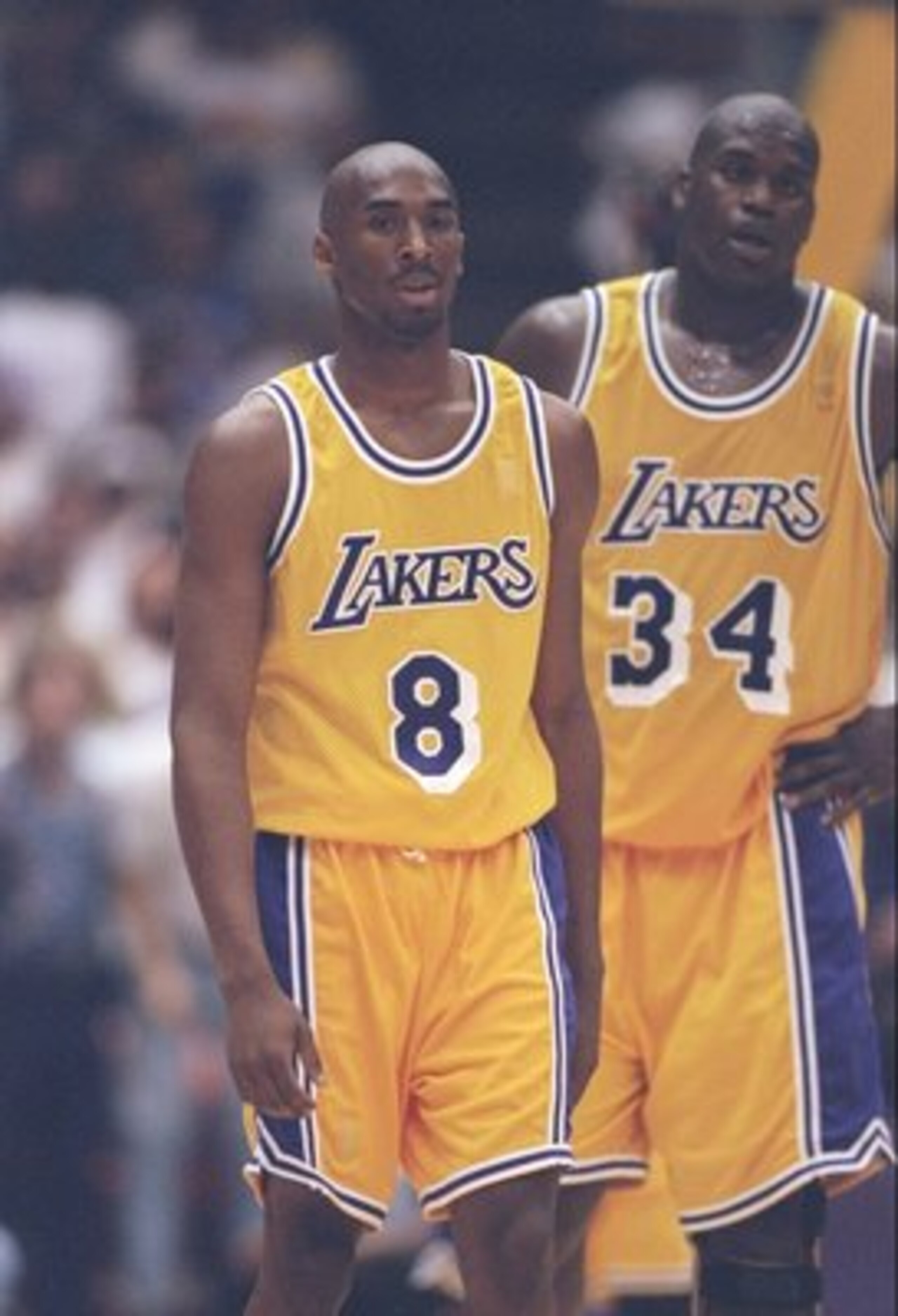 10 May 1997: Guard Kobe Bryant (left) and center Shaquille O''Neal of the Los Angeles Lakers walks down the field during a playoff game against the Utah Jazz at the Great Western Forum in Inglewood, California. The Jazz won the game 110-95. Mandatory Cr 10 May 1997: Guard Kobe Bryant (left) and center Shaquille O''Neal of the Los Angeles Lakers walks down the field during a playoff game against the Utah Jazz at the Great Western Forum in Inglewood, California. The Jazz won the game 110-95. Mandatory Cr