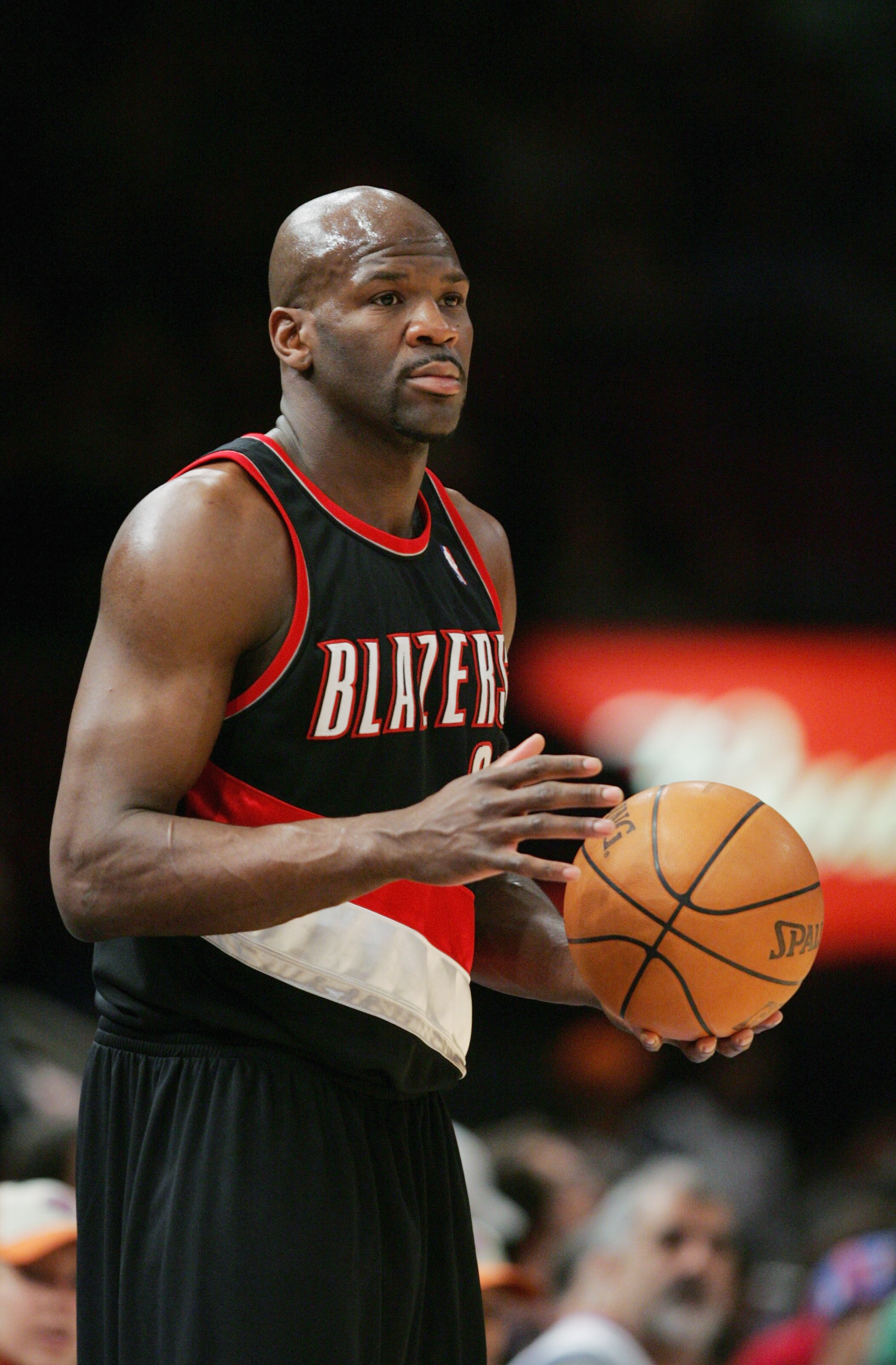 NEW YORK - JANUARY 9:  Ruben Patterson #21 of the Portland Trail Blazers looks on as he holds the ball against the New York Knicks during the game on January 9, 2005 at Madison Square Garden in New York City.  The Knicks won 113-105.  NOTE TO USER:  User